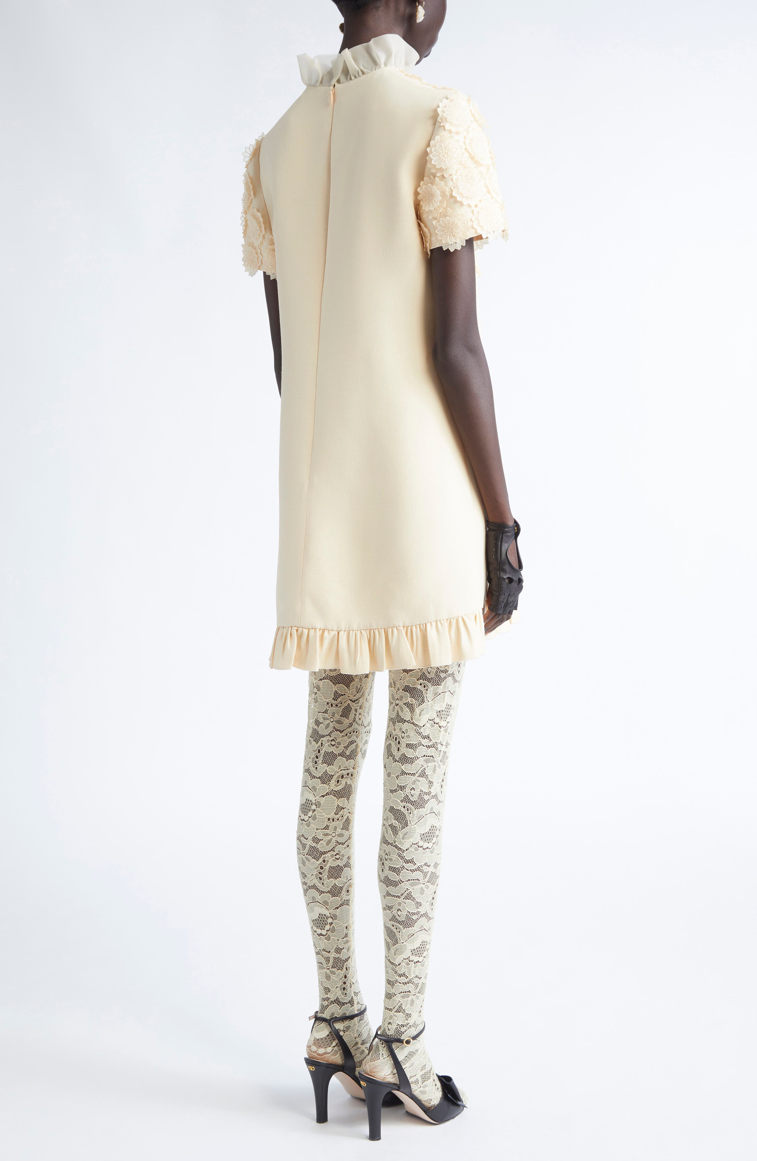 Valentino Garavani Floral Appliqué Crepe Couture Minidress in Nude at Nordstrom - 2