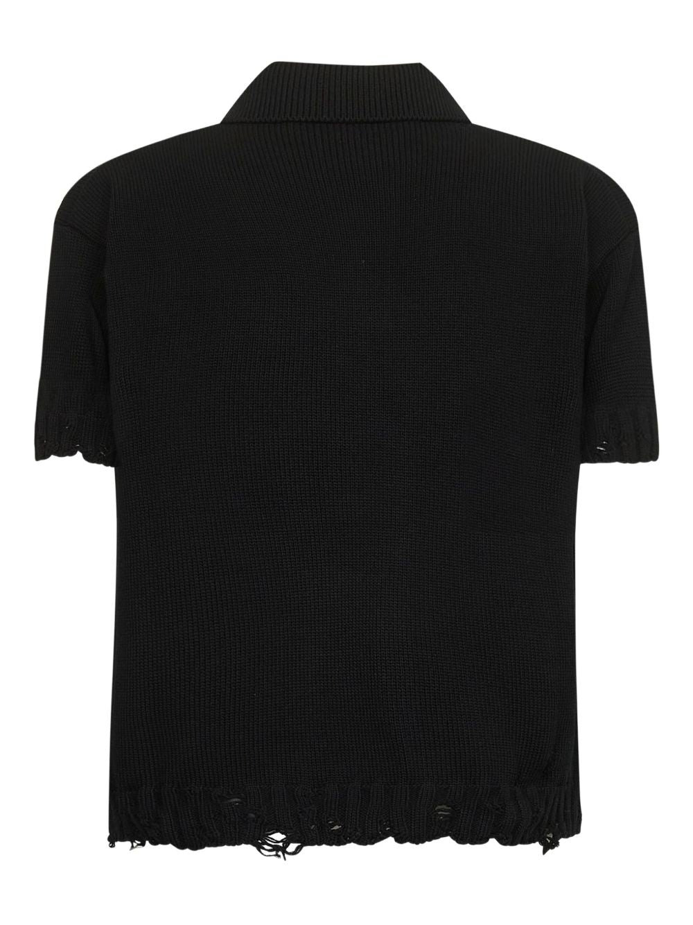 RIBBED-COLLAR FRAYED-EDGE POLO SHIRT - 2