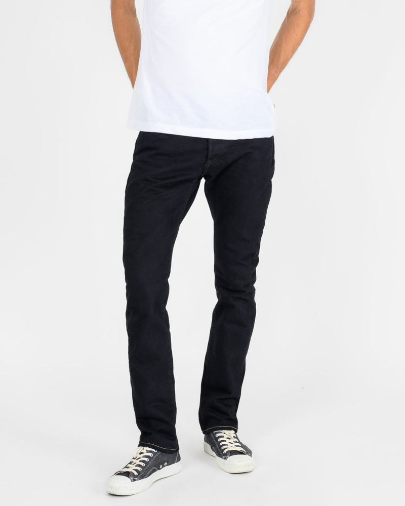 Iron Heart IH-555S-142OD 14OZ SELVEDGE DENIM SLIM CUT JEANS - INDIGO OVERDYED BLACK outlook