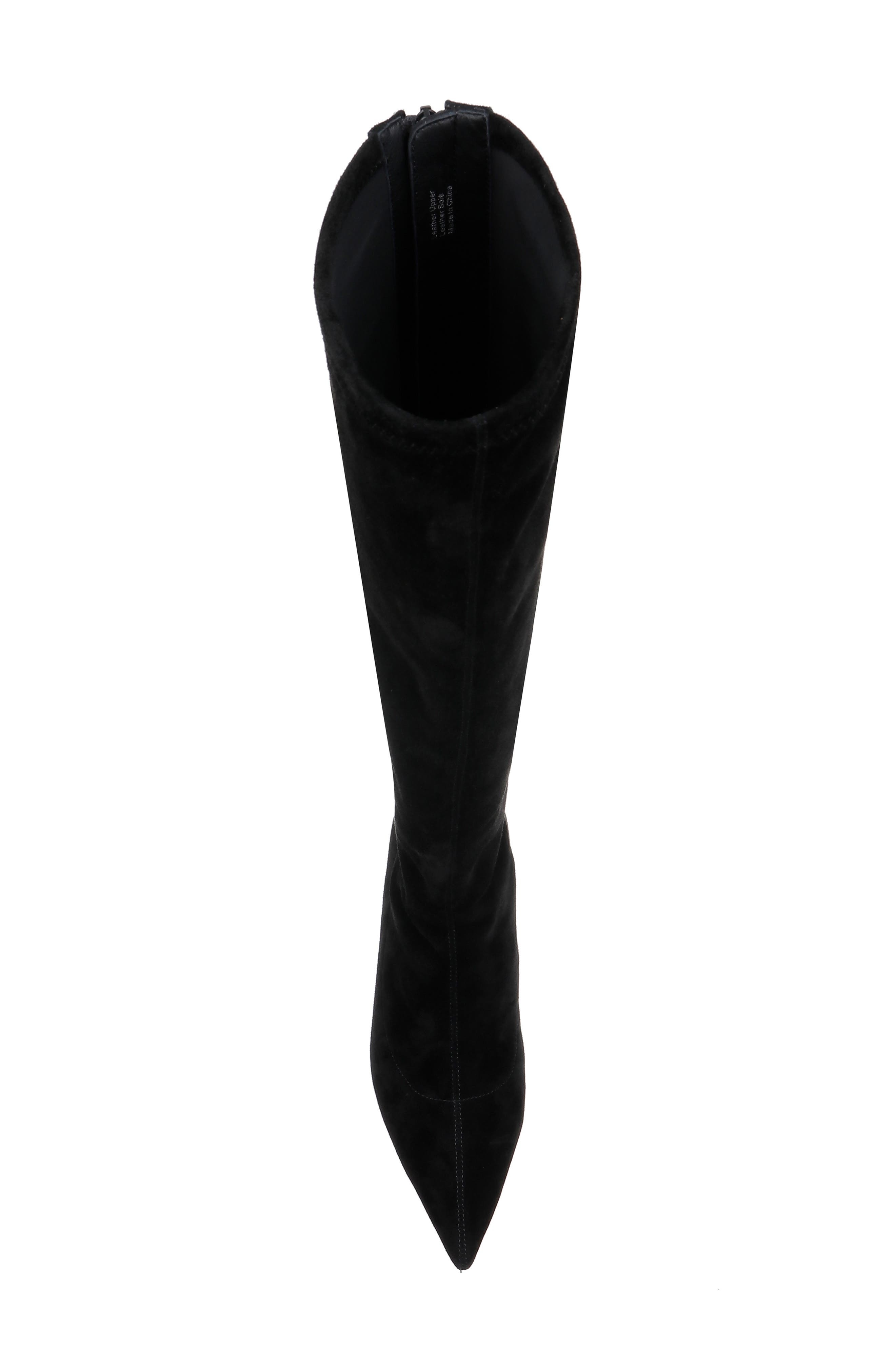 L'AGENCE Emilie Pointed Toe Kitten Heel Knee High Boot in Black Suede at Nordstrom - 5