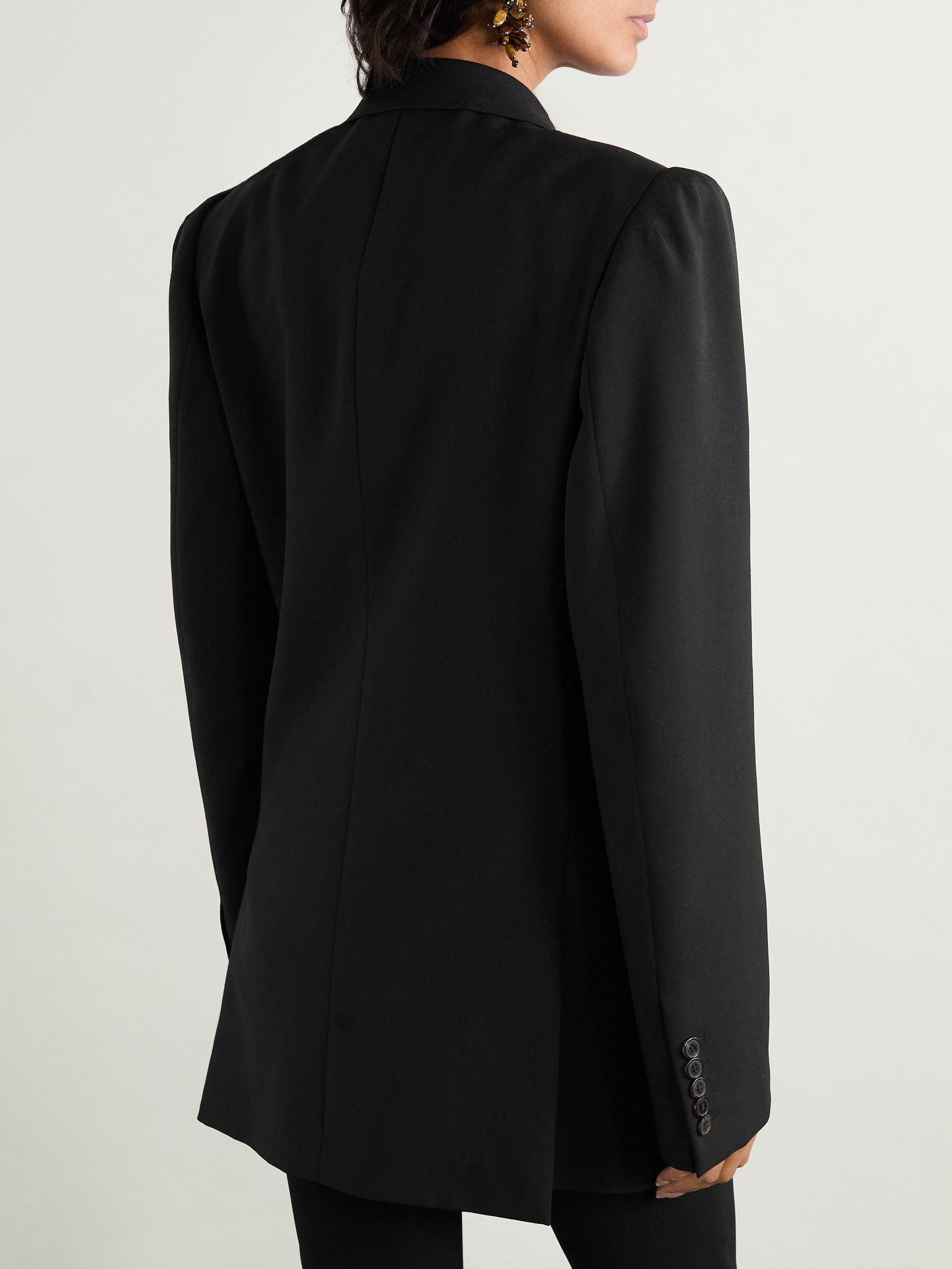 Double-breasted wool and mohair-blend twill blazer Black - 4