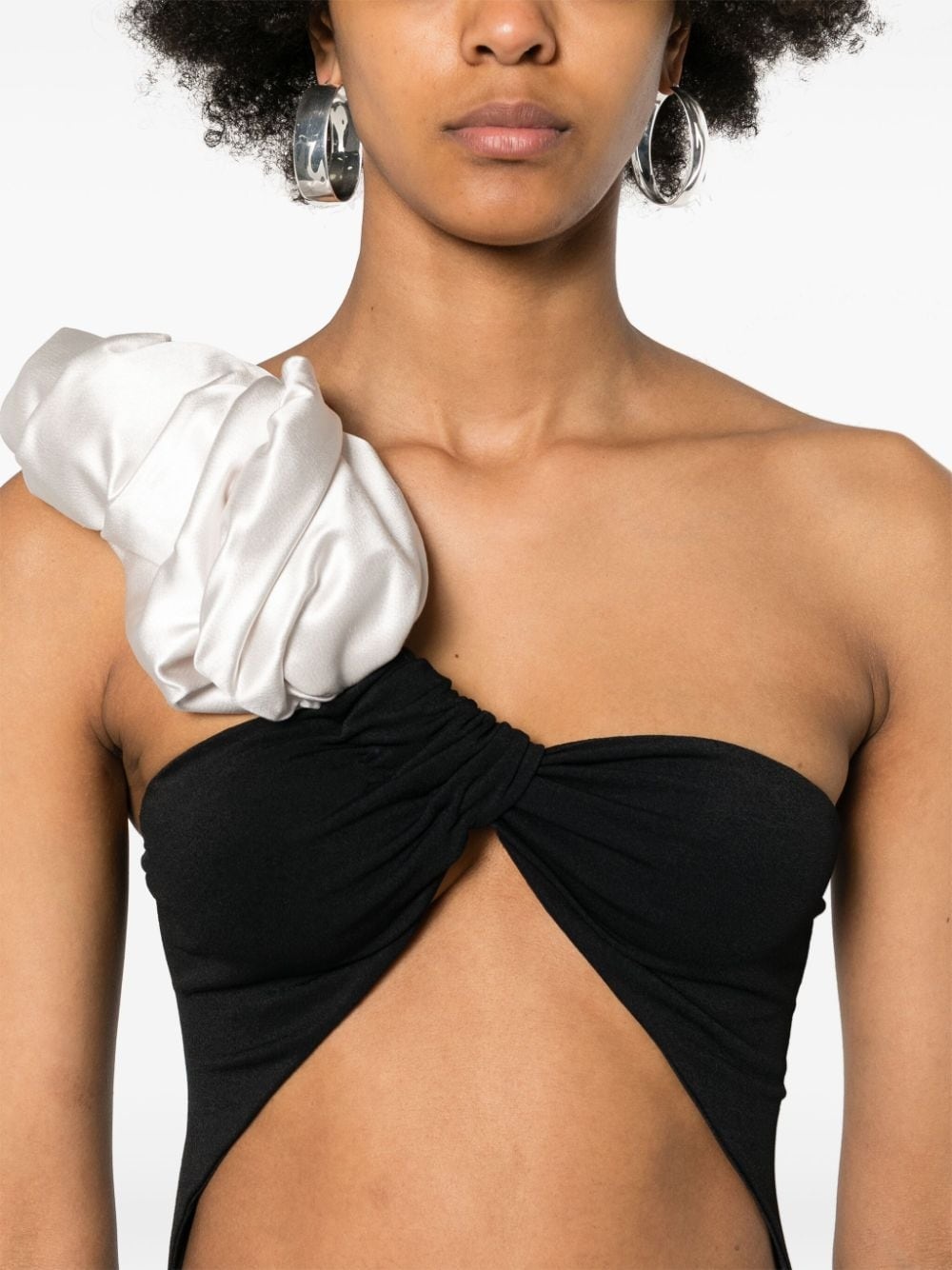 floral appliquÃ© one-shoulder dress - 5
