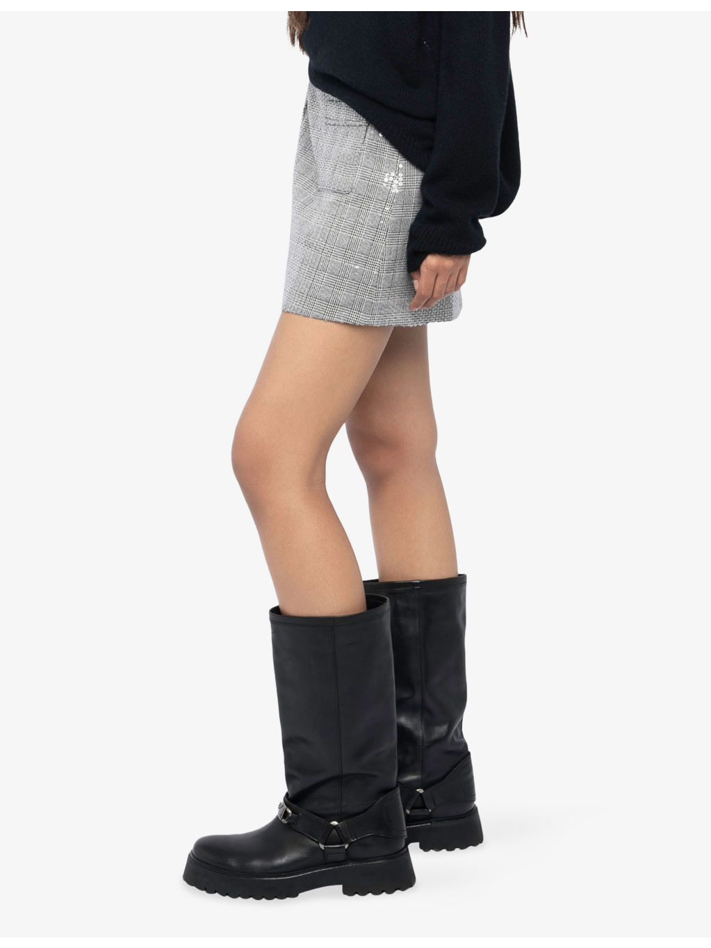 Jamie Sequin-Embellished High-Rise Stretch-Woven Mini Skirt - 3