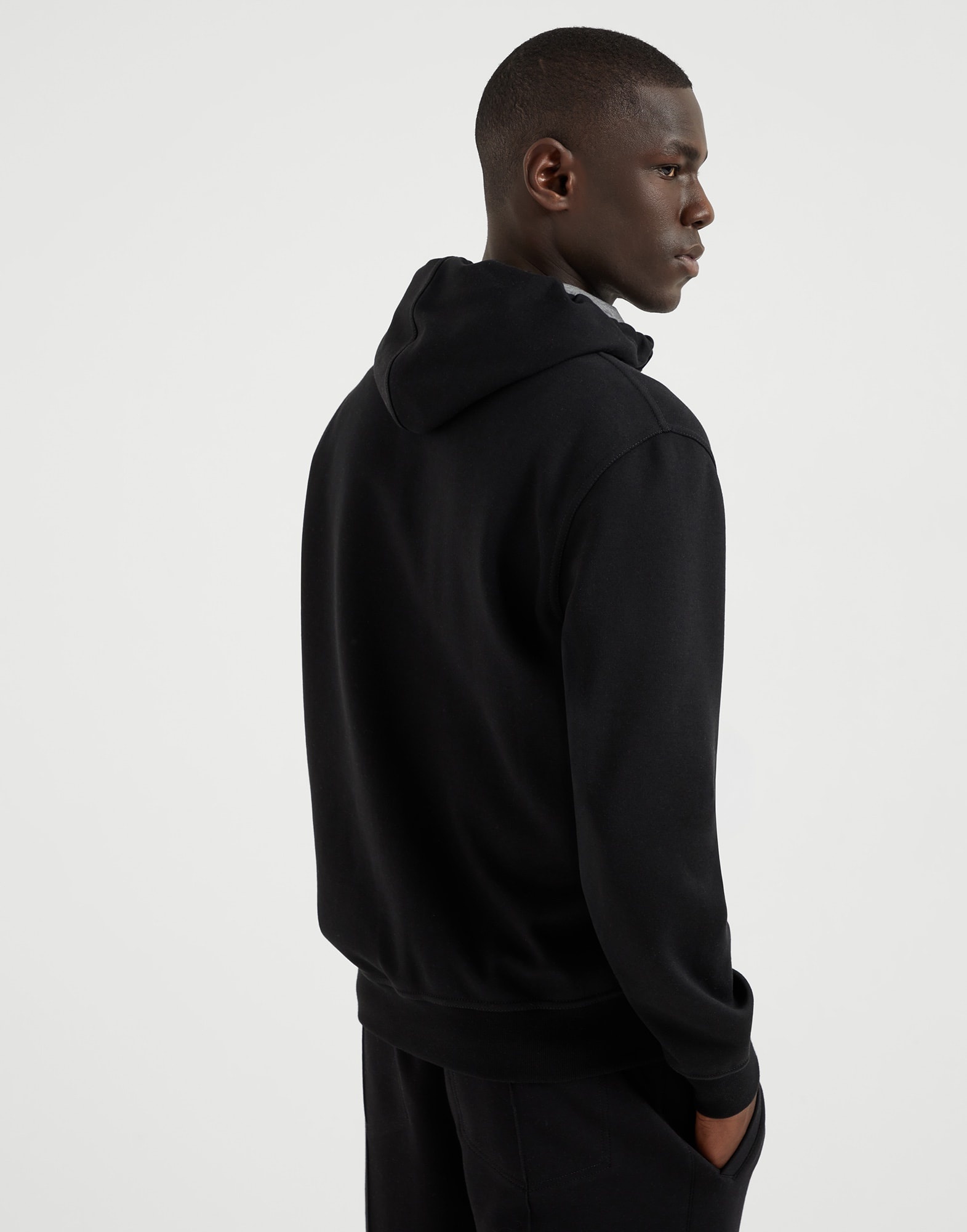 Cotton, cashmere and silk French terry double cloth hooded sweatshirt with zipper - 2