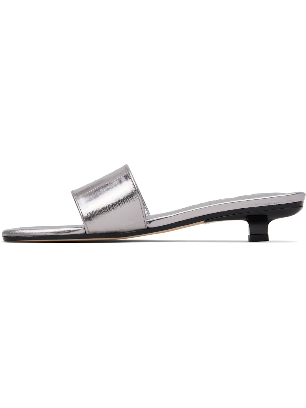 Silver Ceni Eel Embossed Metallic Leather Heeled Sandals - 3