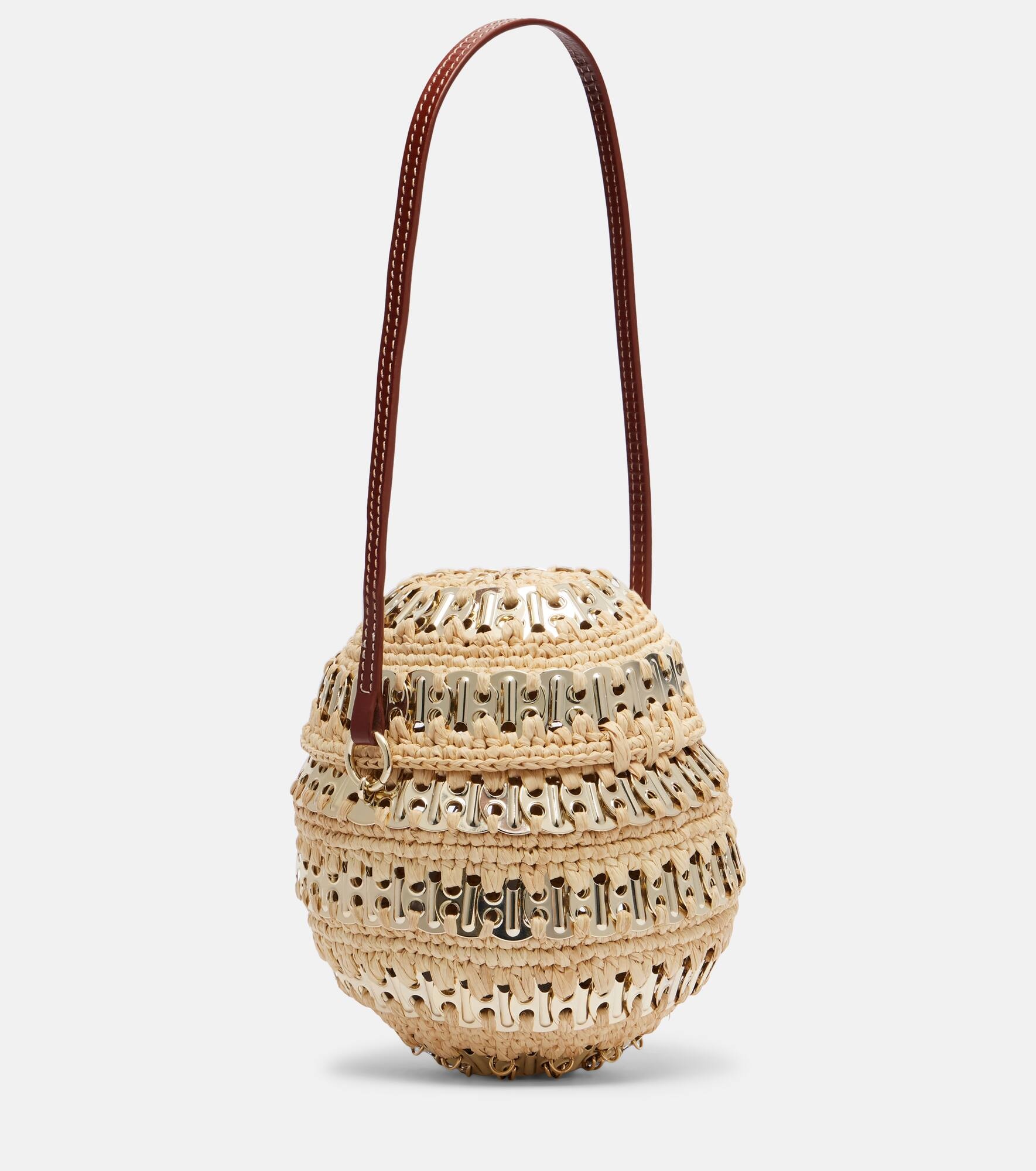 1969 embellished raffia shoulder bag - 4