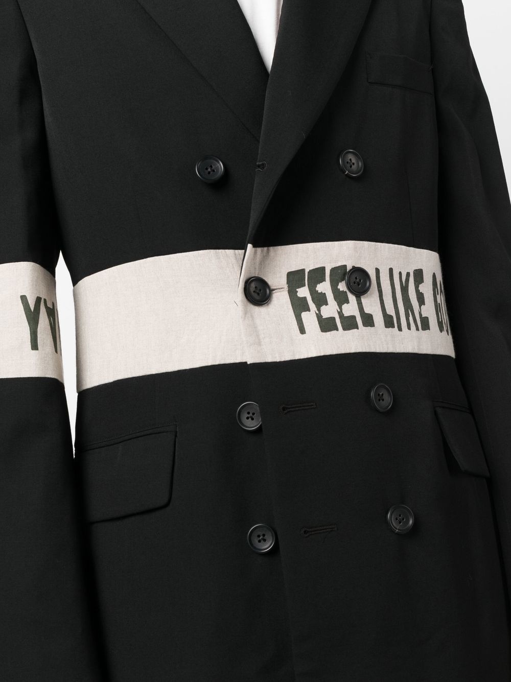 contrasting logo-print detail coat - 5