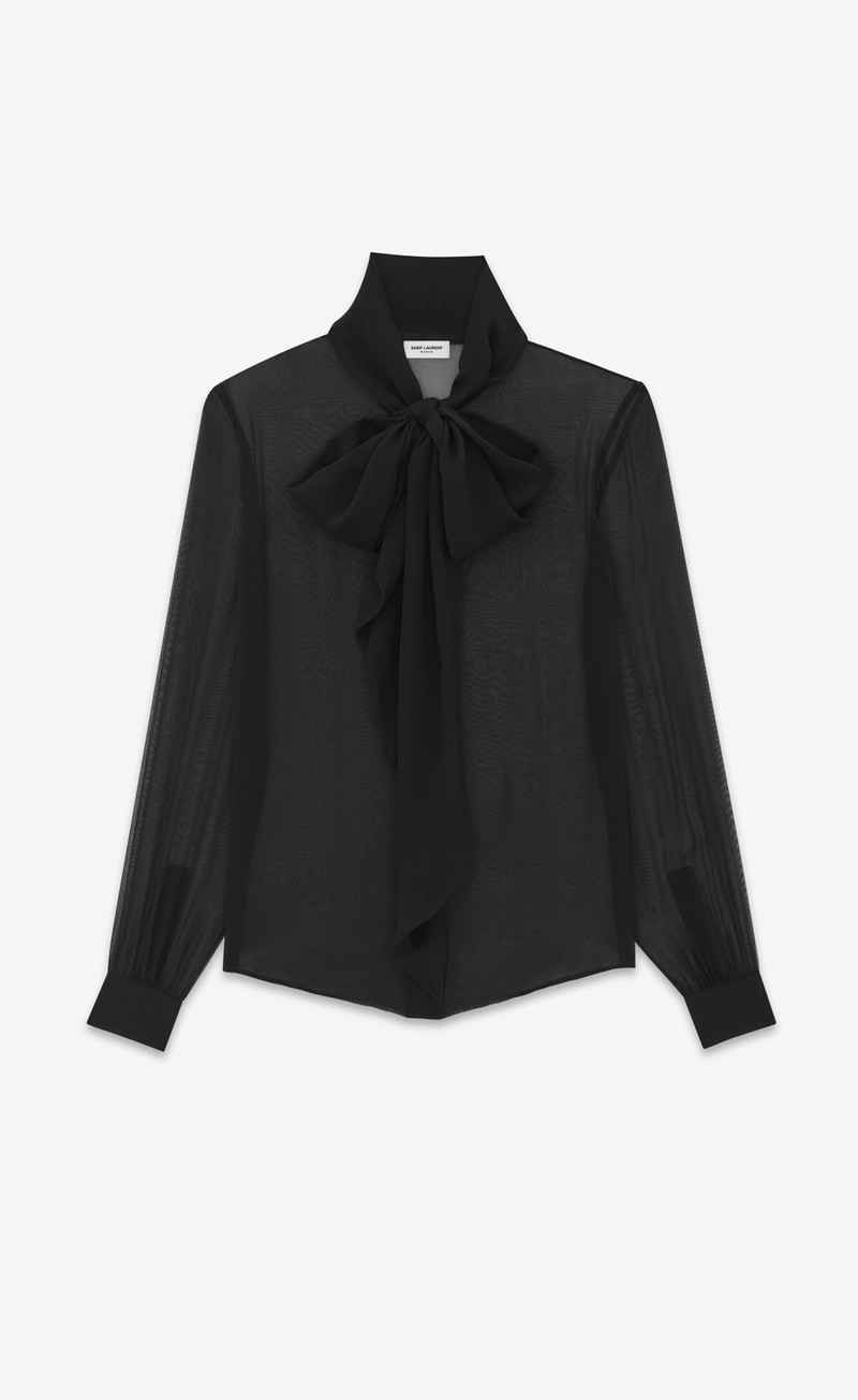 lavallière-neck shirt in crepe muslin 1