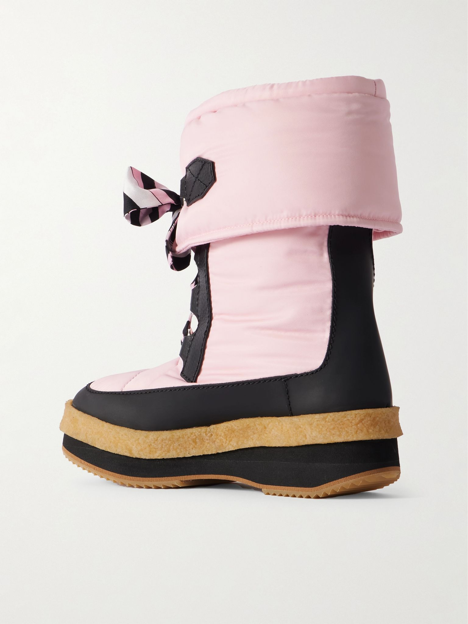 Logo-appliquéd silk-twill trimmed shell snow boots Pink - 3
