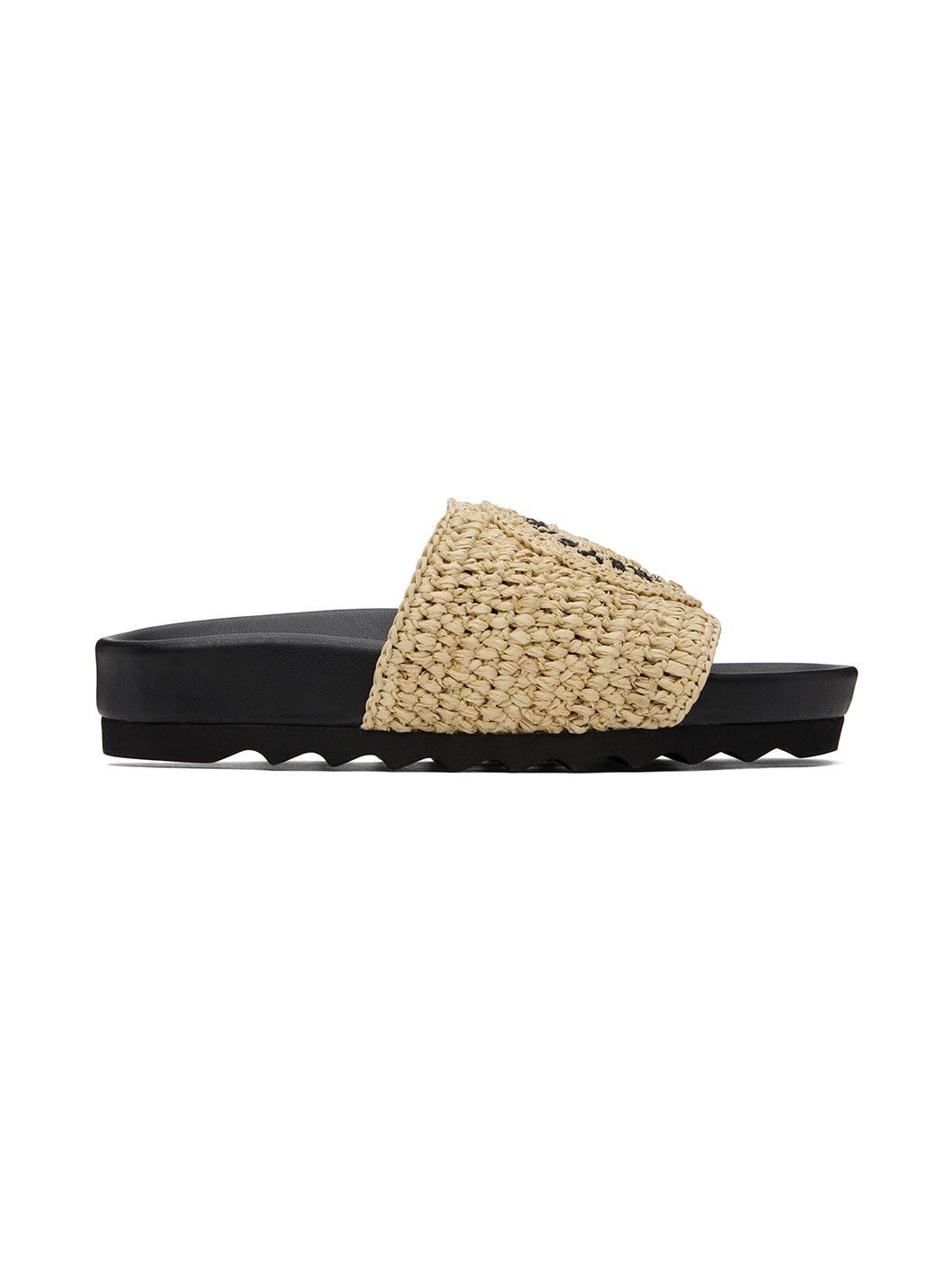 Beige & Black Elyse Raffia Logo Slides - 1