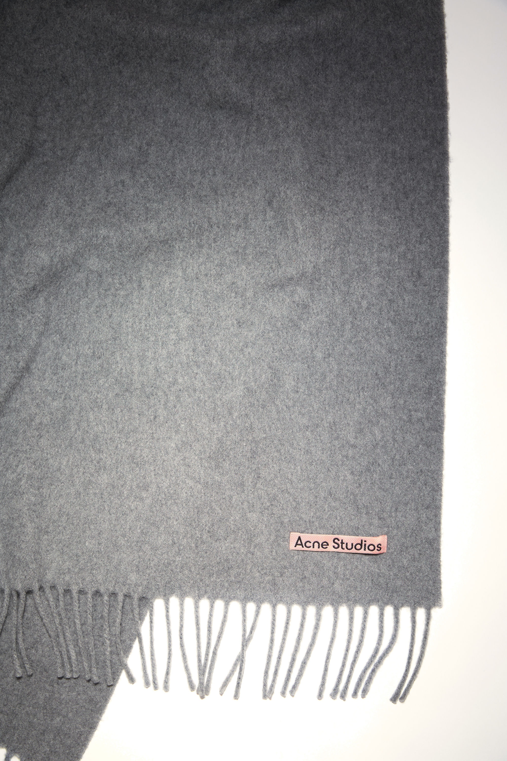 Fringe wool scarf - oversized - Grey Melange - 4