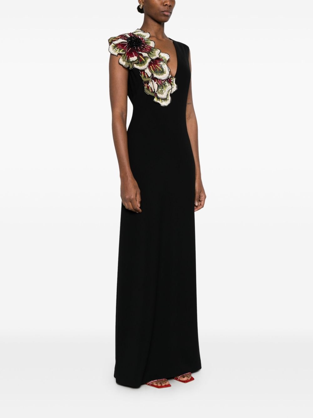 crepe florals maxi dress - 3