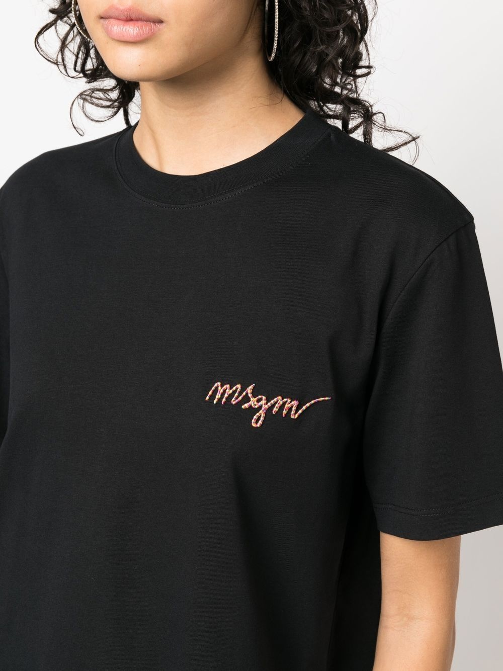 logo-embroidered cotton T-shirt - 5