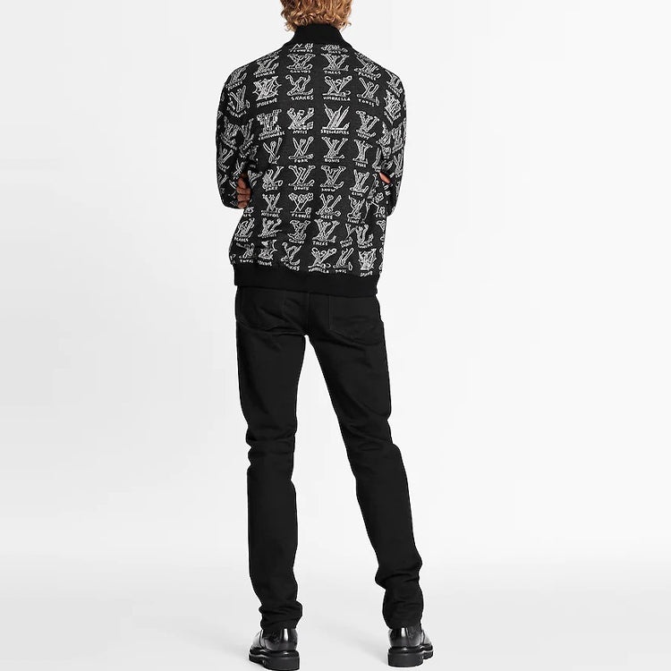 LOUIS VUITTON LV Jacquard Zipper Waist Jacket For Men Black 1A8GVC - 3