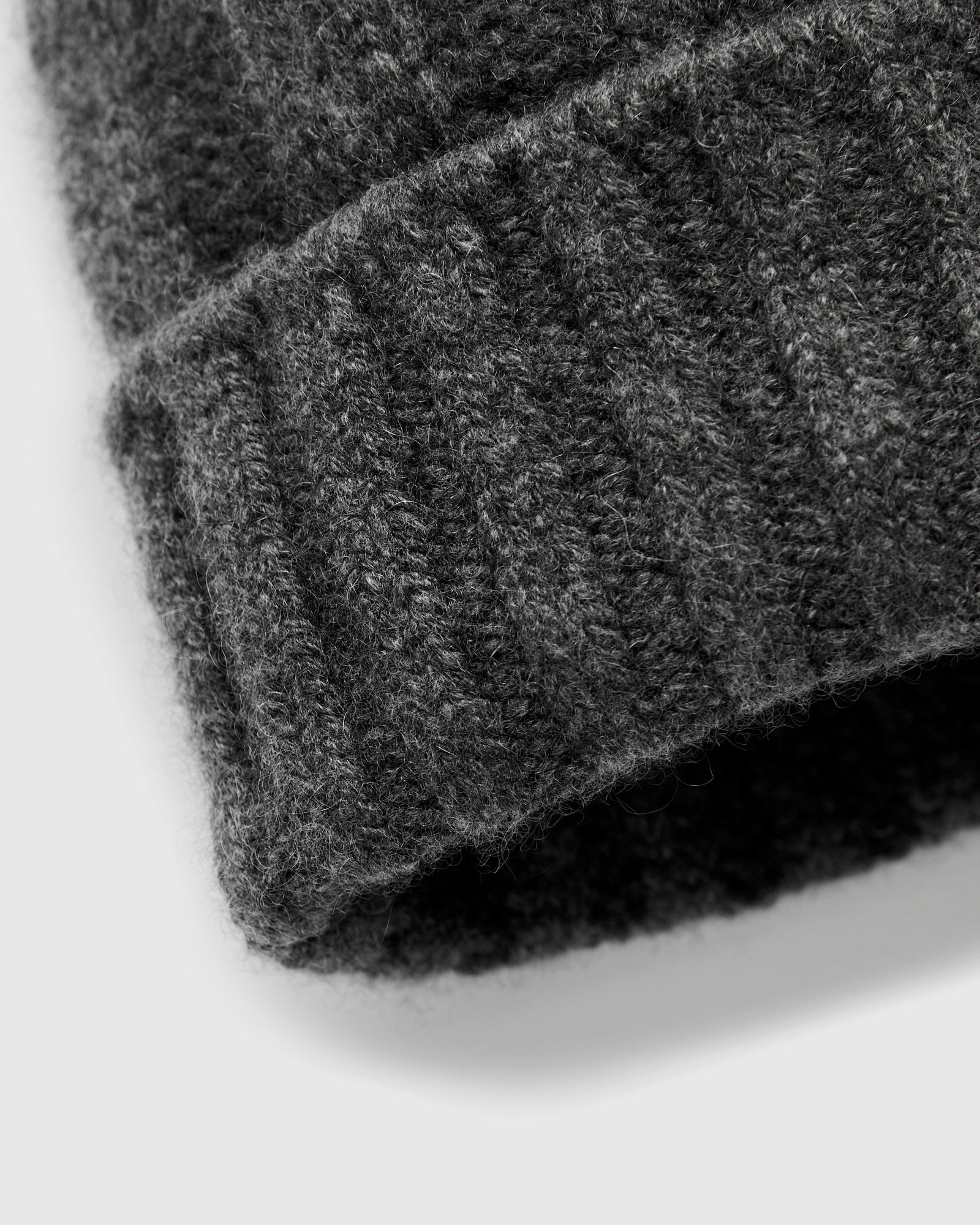Cashmere Rib Watch Cap in Charcoal Grey - 2