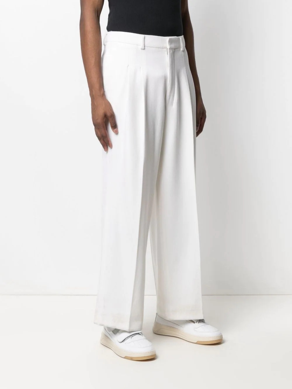 wide-leg pleated trousers - 3