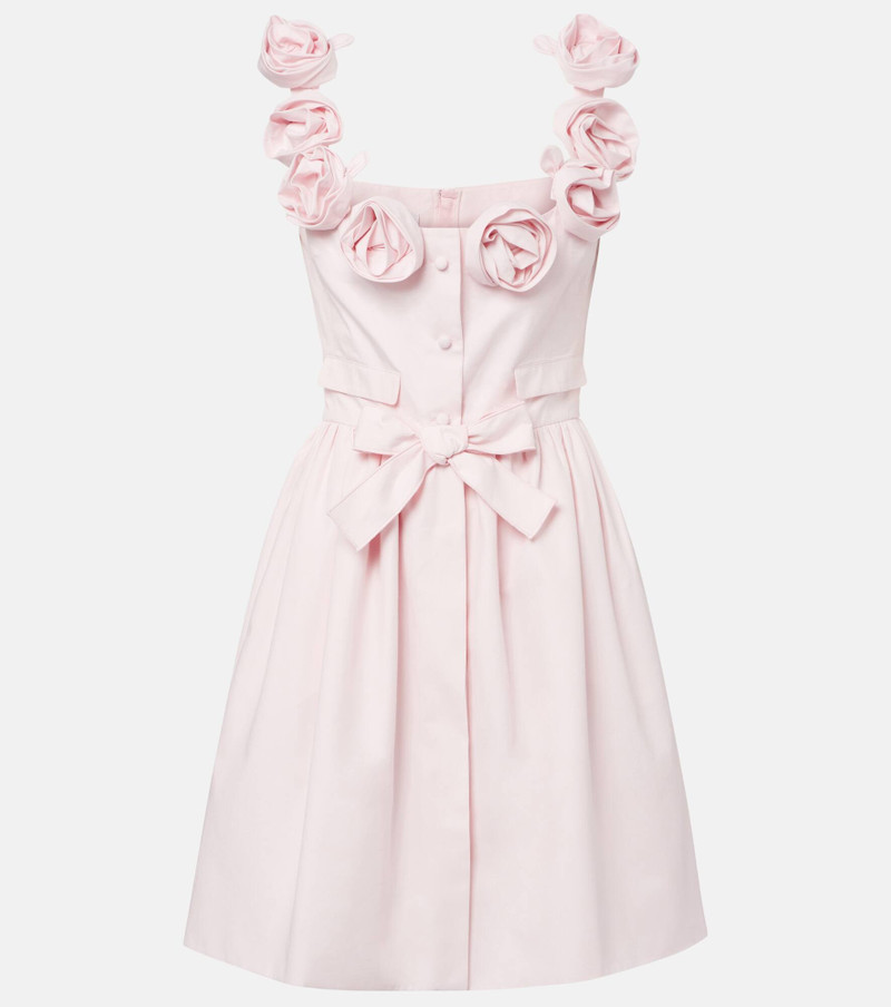 Floral-appliqué cotton minidress - 1