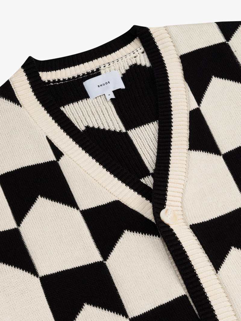 CHEVRON CHECKERED KNIT CARDIGAN 3