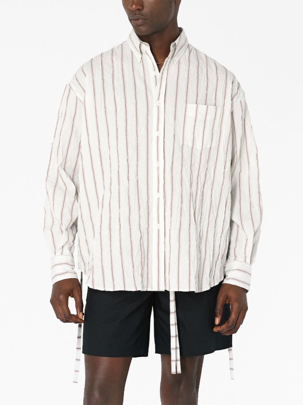 stripe-print cotton-blend shirt - 5