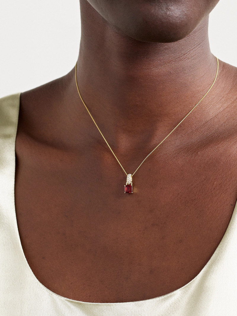 STONE AND STRAND 10-karat Gold, Garnet And Diamond Necklace outlook