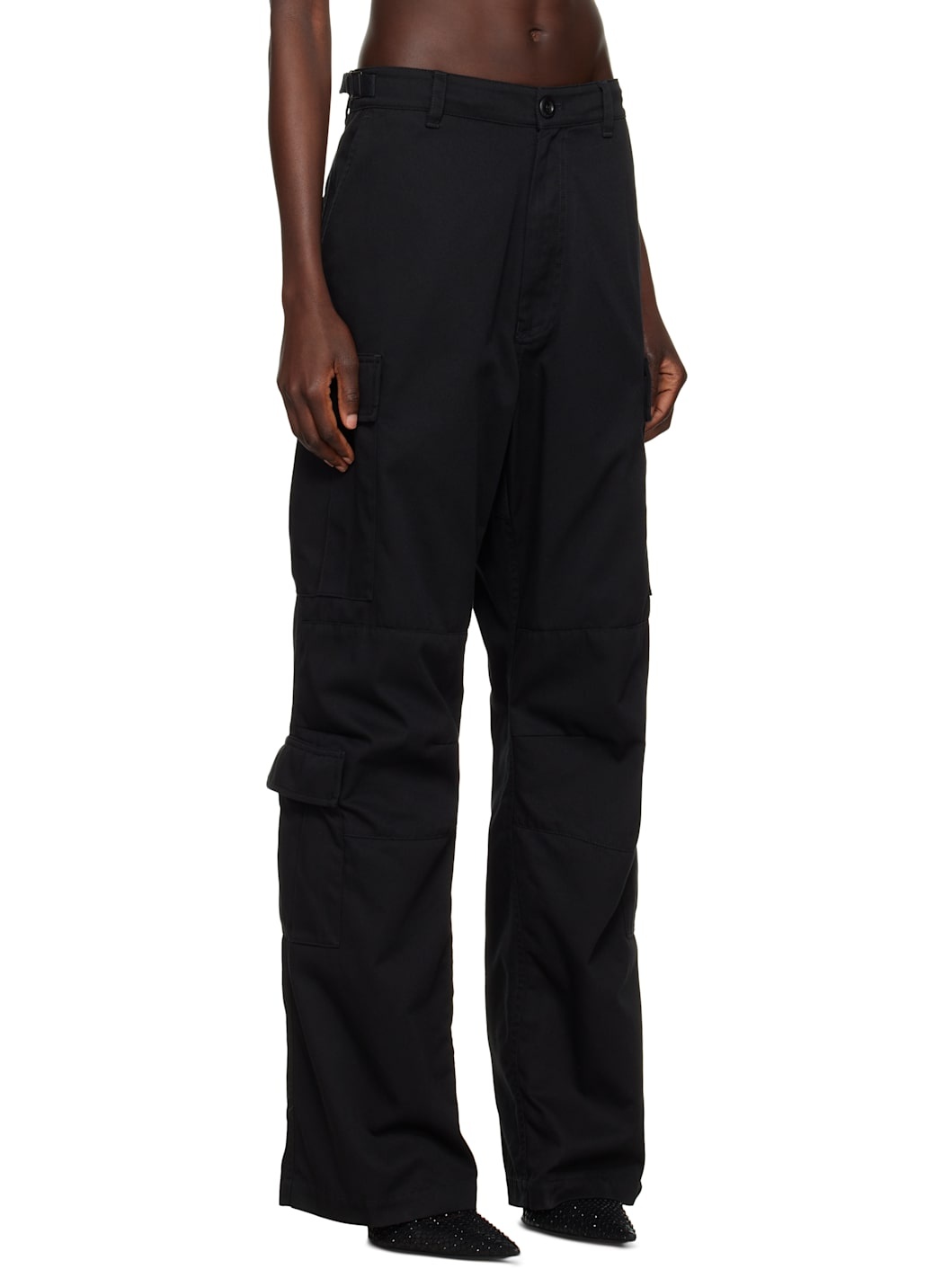 Black Regular Fit Cargo Pants - 2
