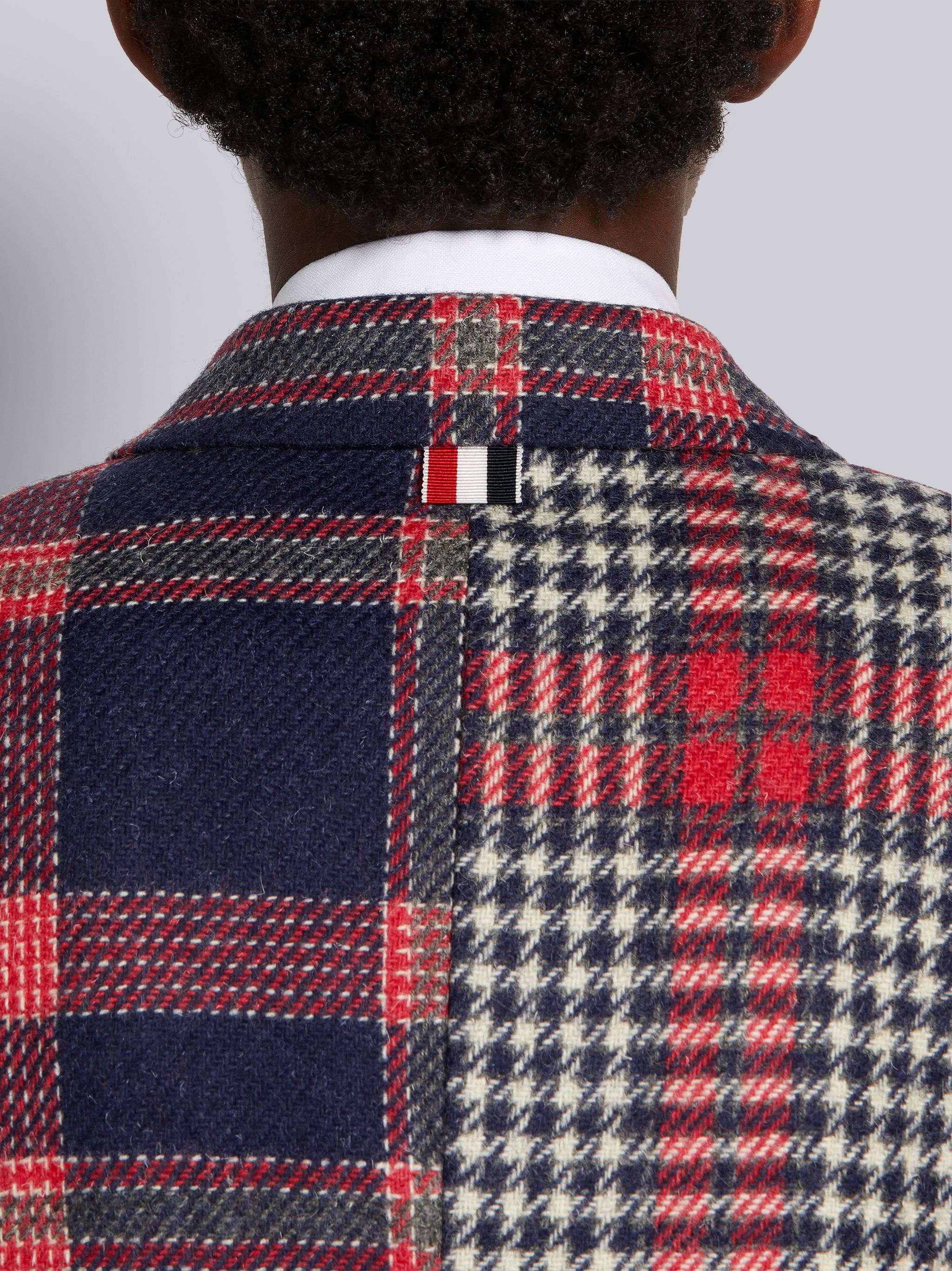 Multicolor Grid Windowpane Check British Wool Grosgrain Placket High Armhole Sport Coat - 4