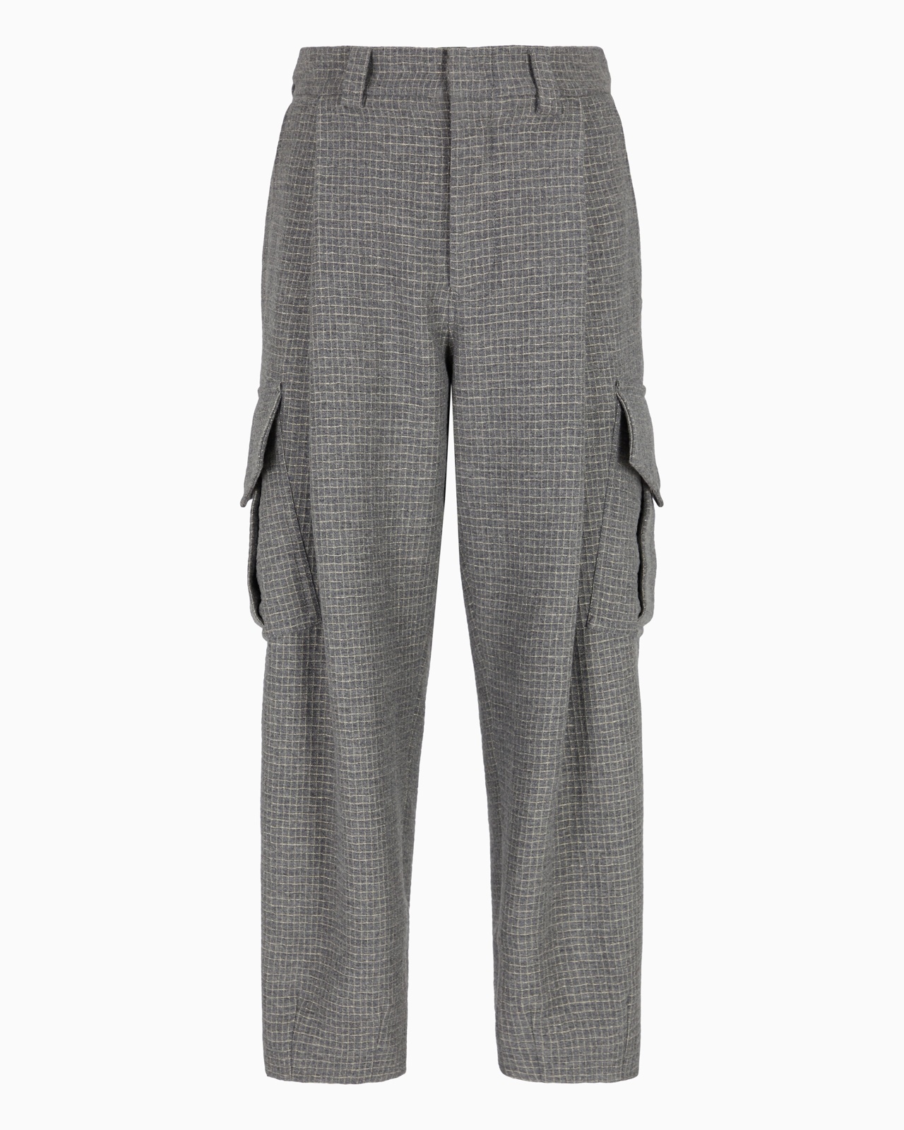 ONE-PLEAT CARGO TROUSERS IN A WOOL BLEND WITH METALLIC THREAD - 1