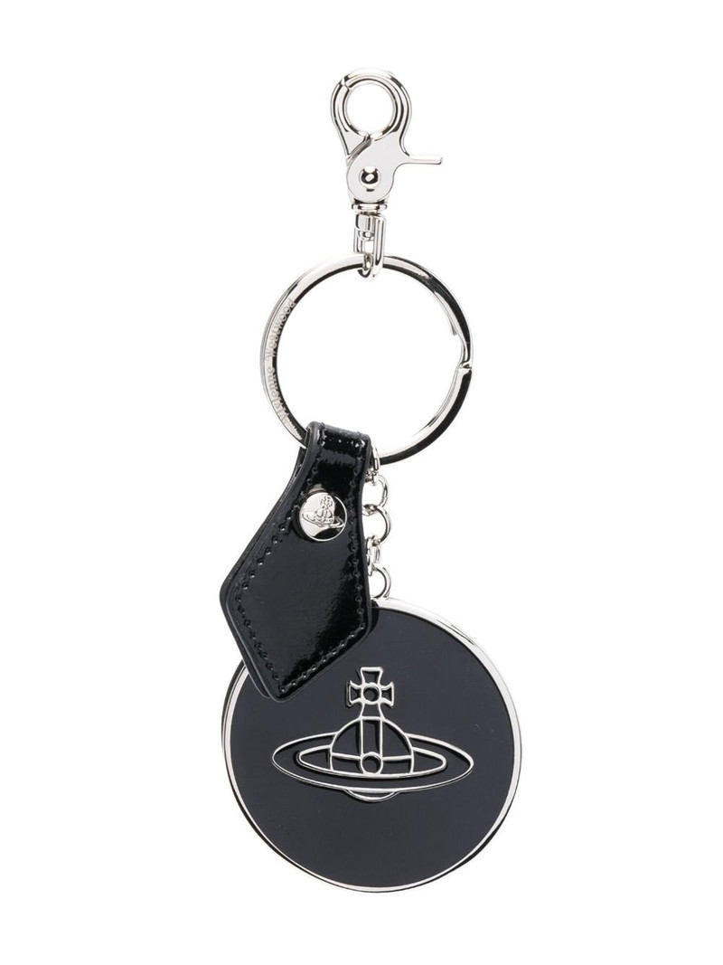 Orb logo-plaque patent-leather keyring 1