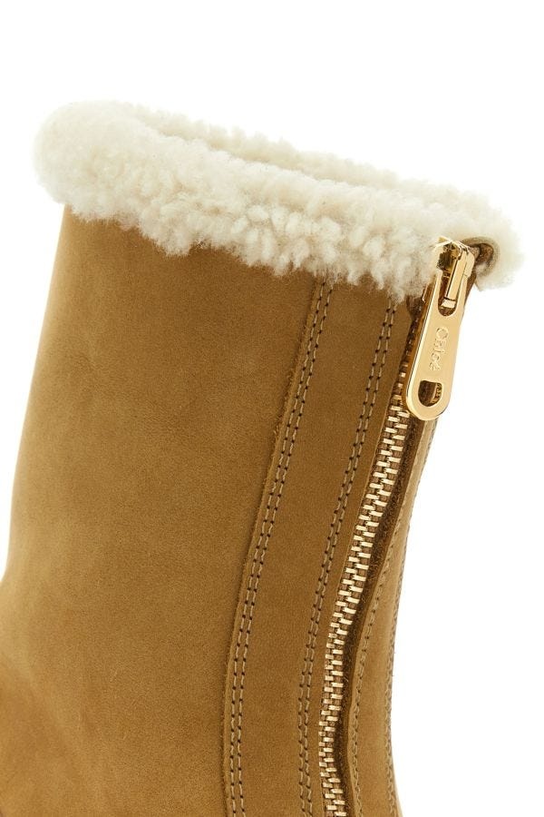 Camel suede and rubber Raina ankle boots - 4