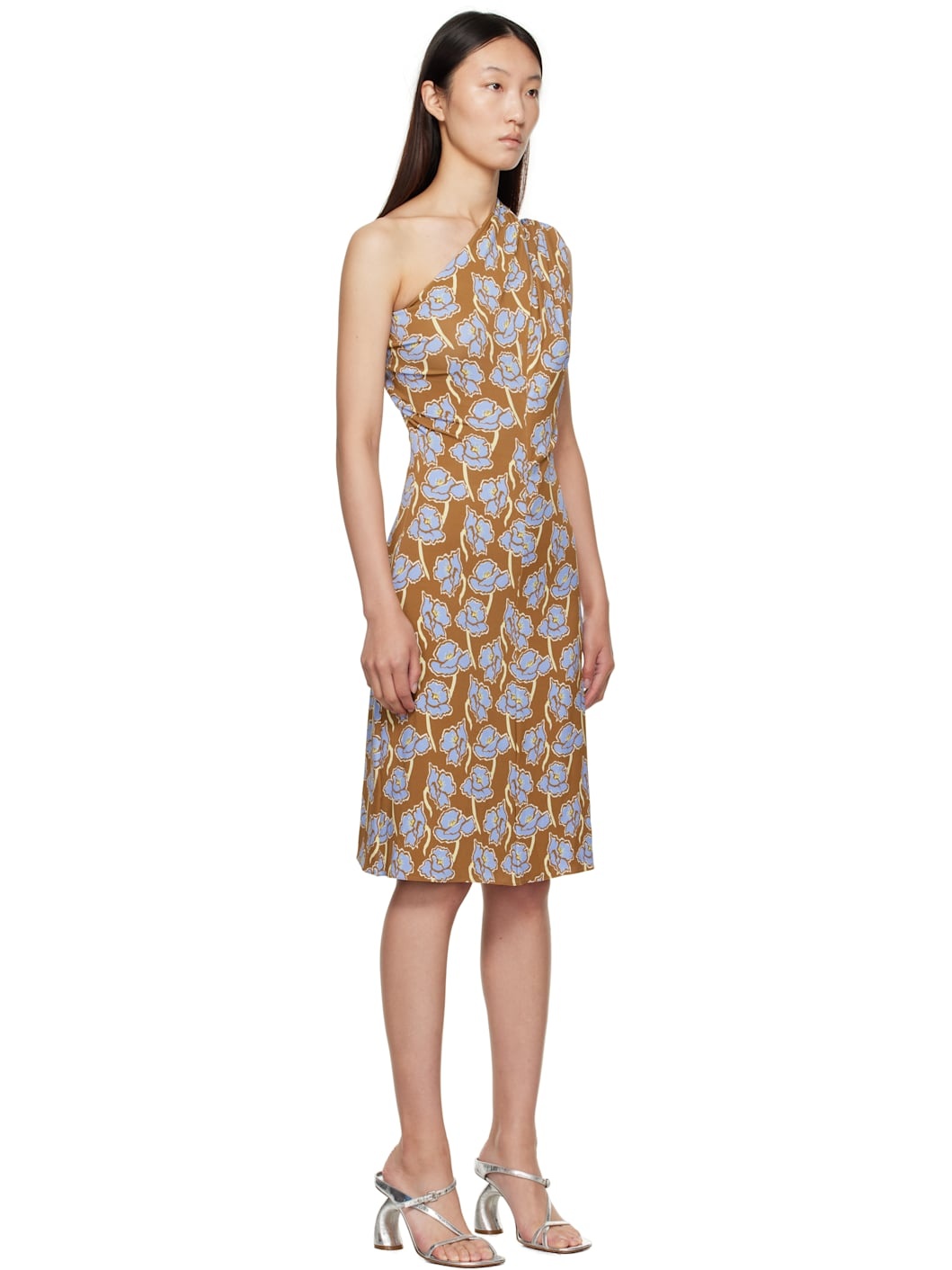 Multicolor Poppies One-Shoulder Midi Dress - 2