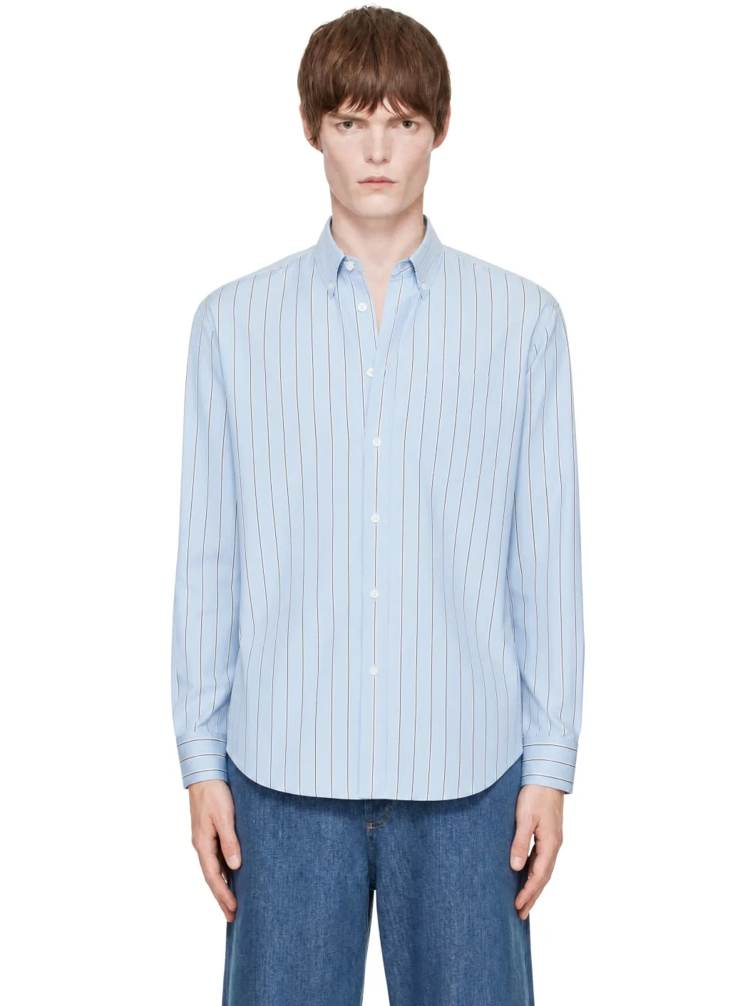 Blue Boxy Striped Cotton Ami de Coeur Shirt - 1