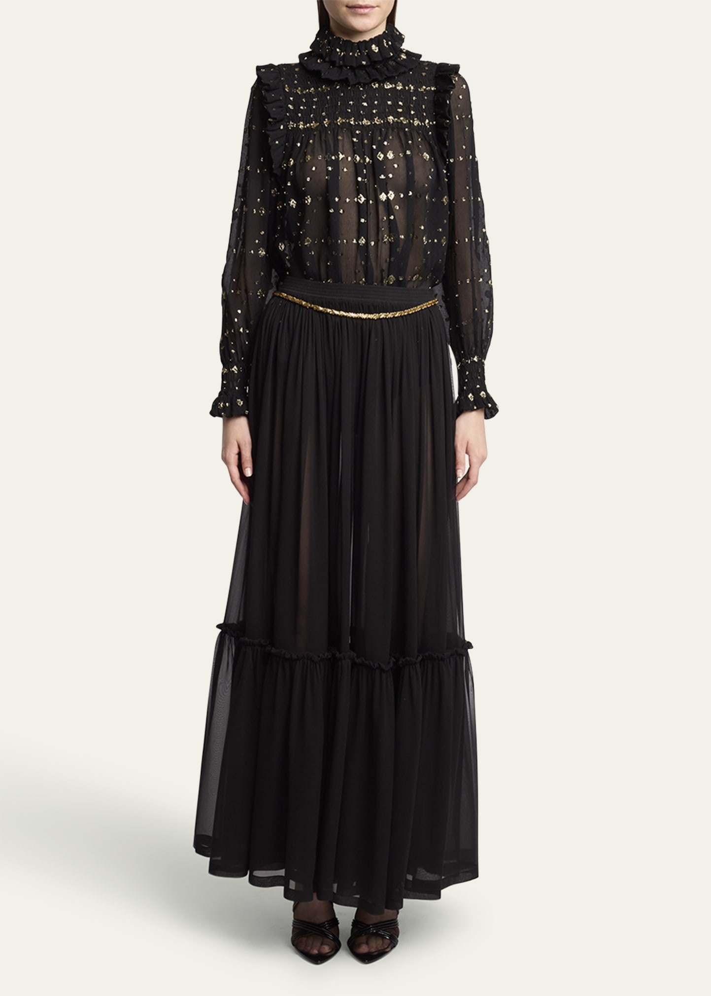 Tiered Sheer Maxi Skirt - 2