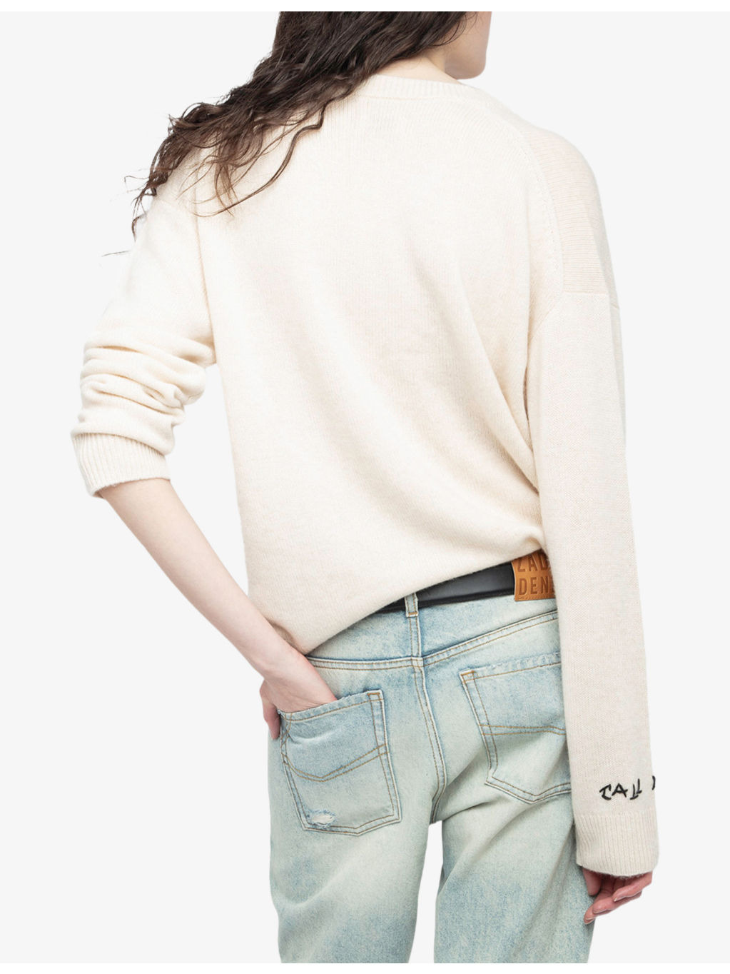 Text-Embroidery Cashmere Knitted Jumper - 4