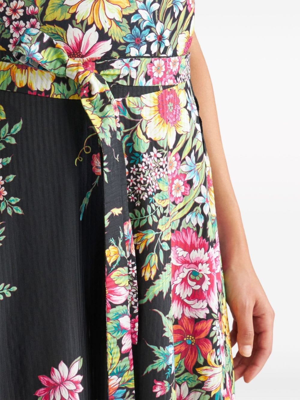 floral-print cotton-blend midi skirt - 5