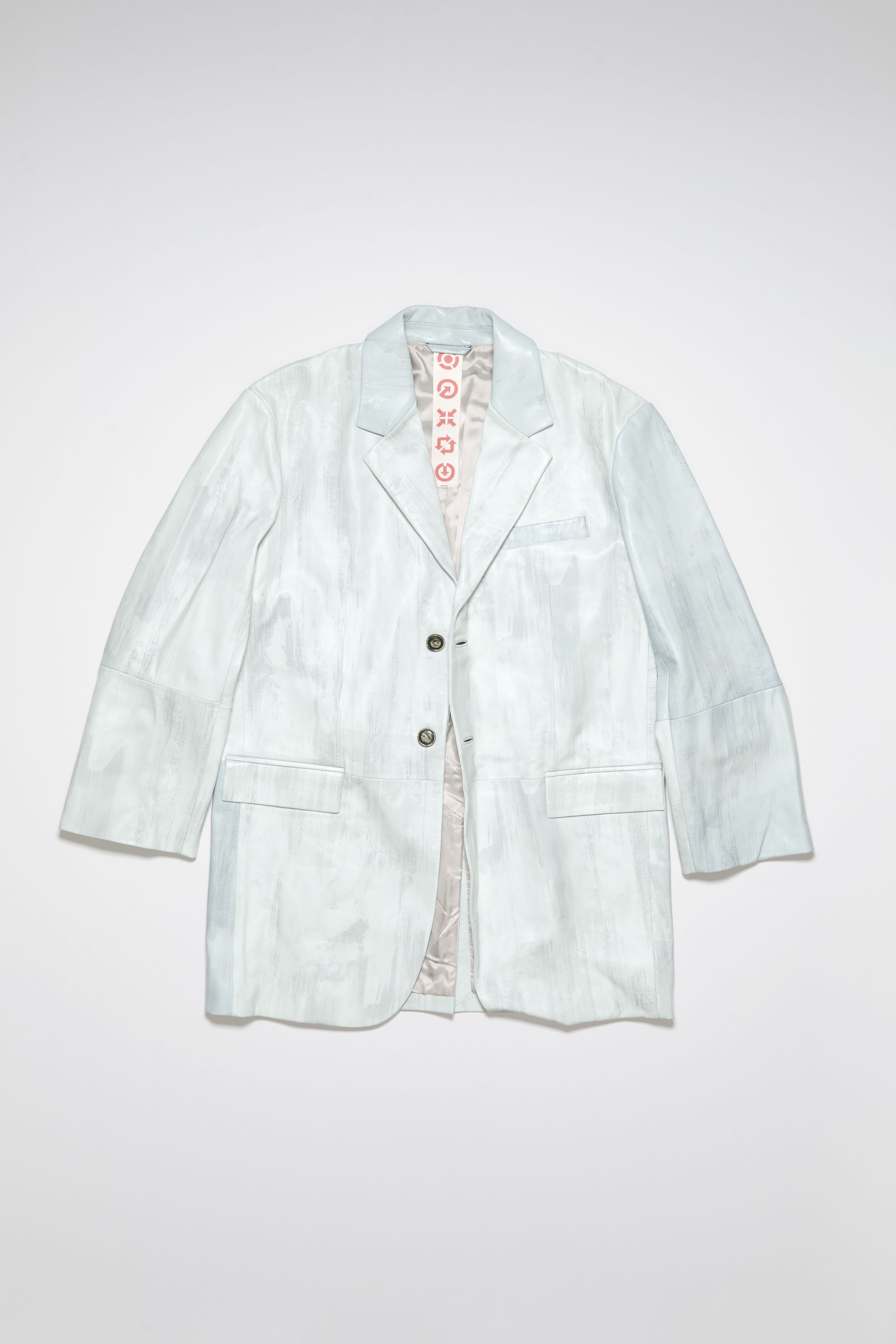 Leather single-breasted jacket - Cold white - 7