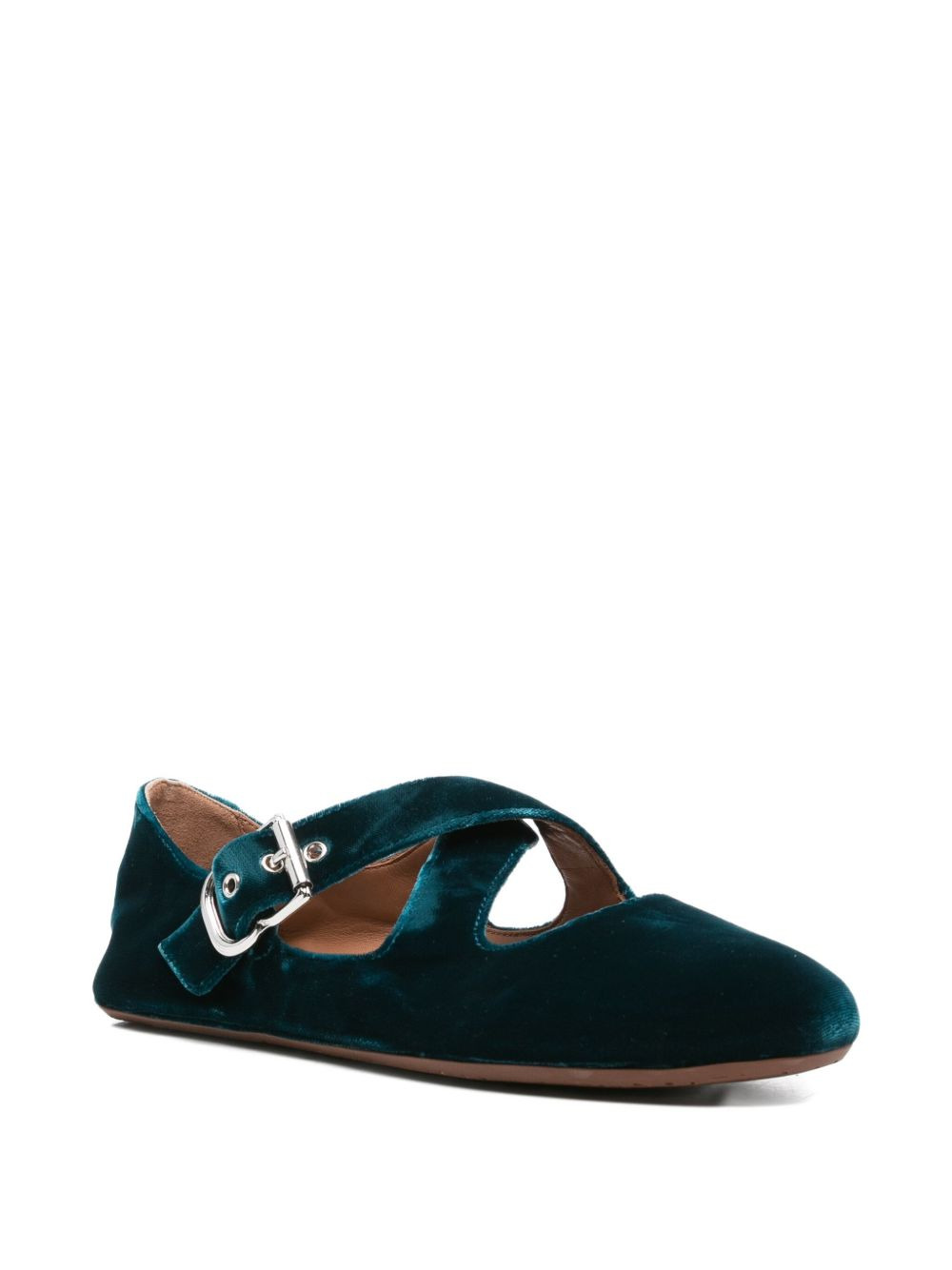 velvet buckled ballet flats - 2