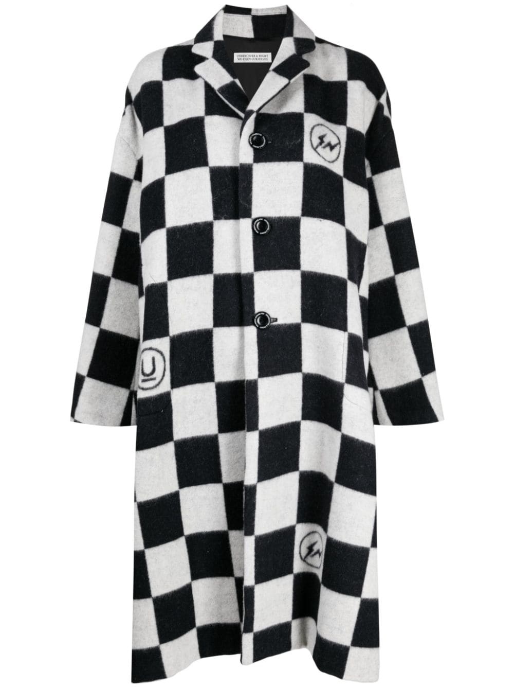check-print button-up coat - 1