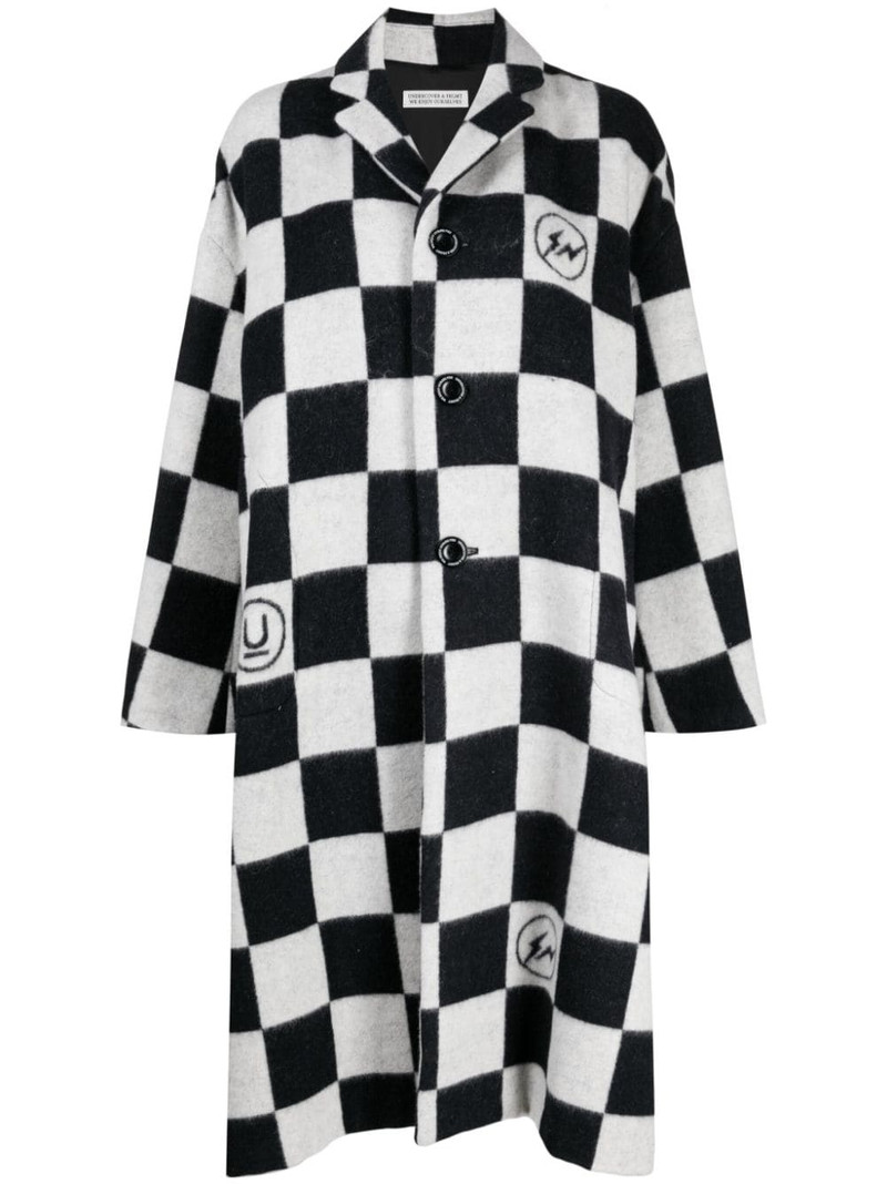 check-print button-up coat 1