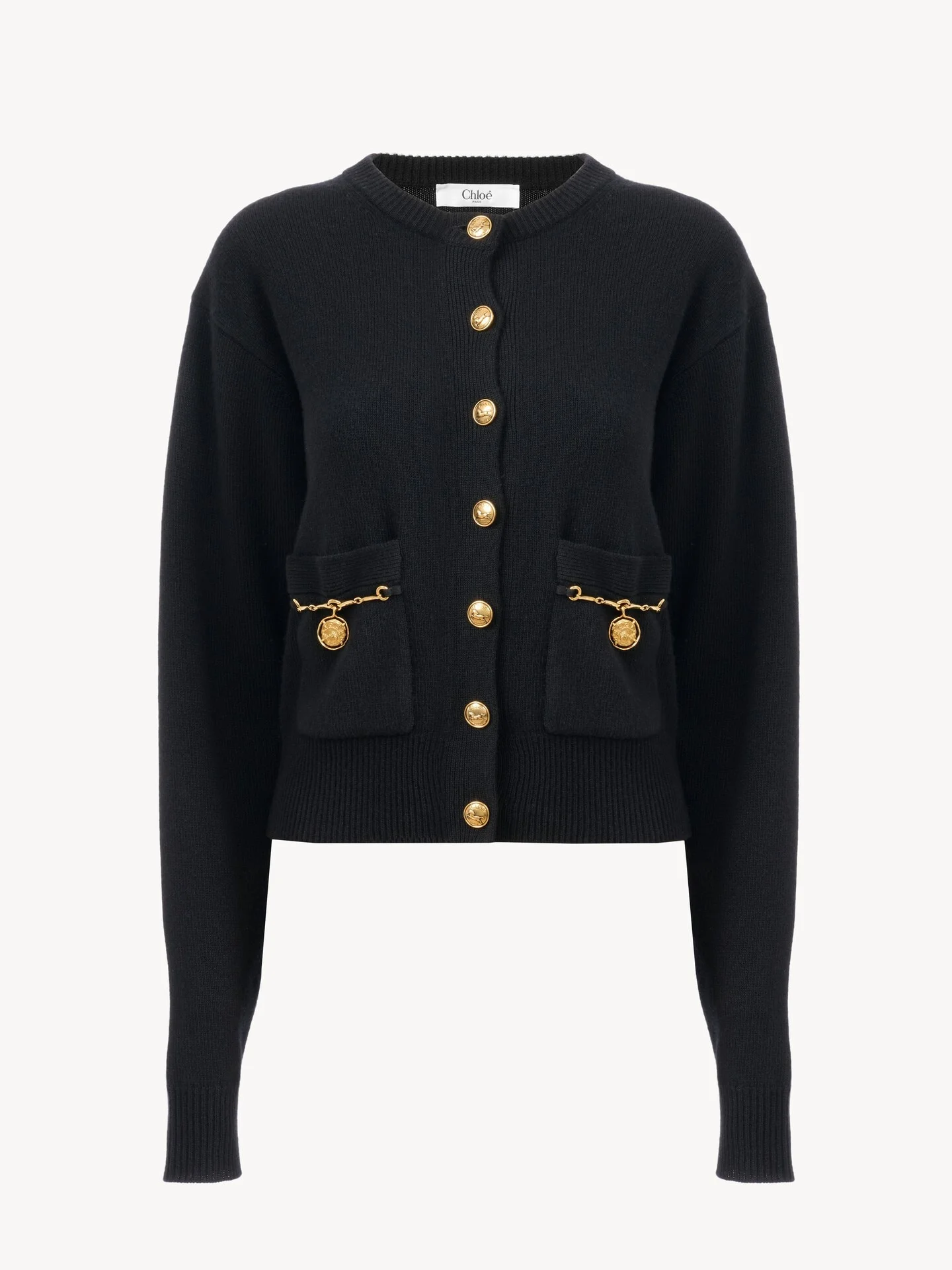 HORSE MEDAL CARDIGAN IN A MERINO WOOL & CASHMERE KNIT - 1