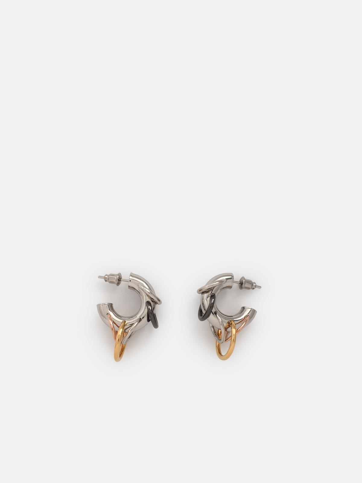 PIERCED HOOPS' SILVER BRASS EARRINGS - 3