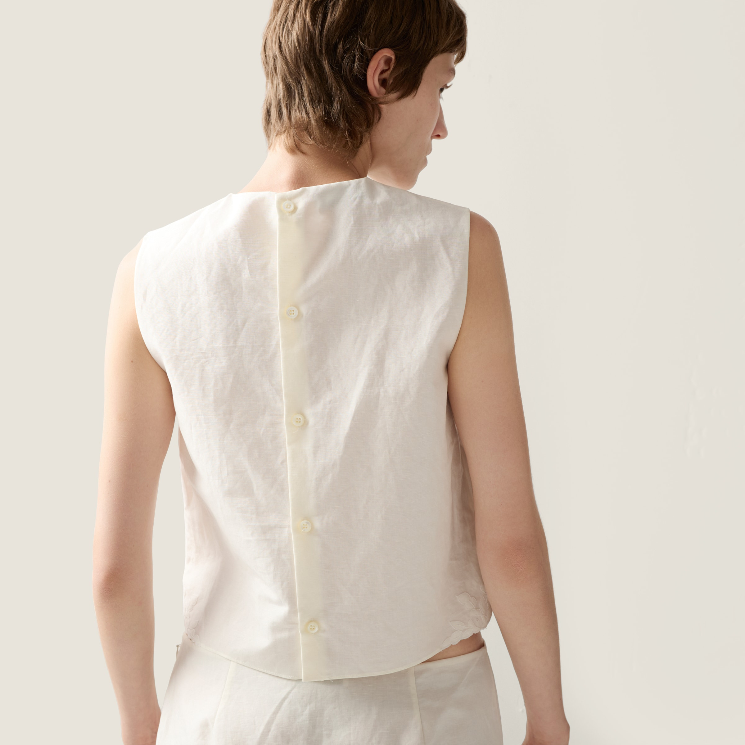 Embroidered slubbed canvas top - 6