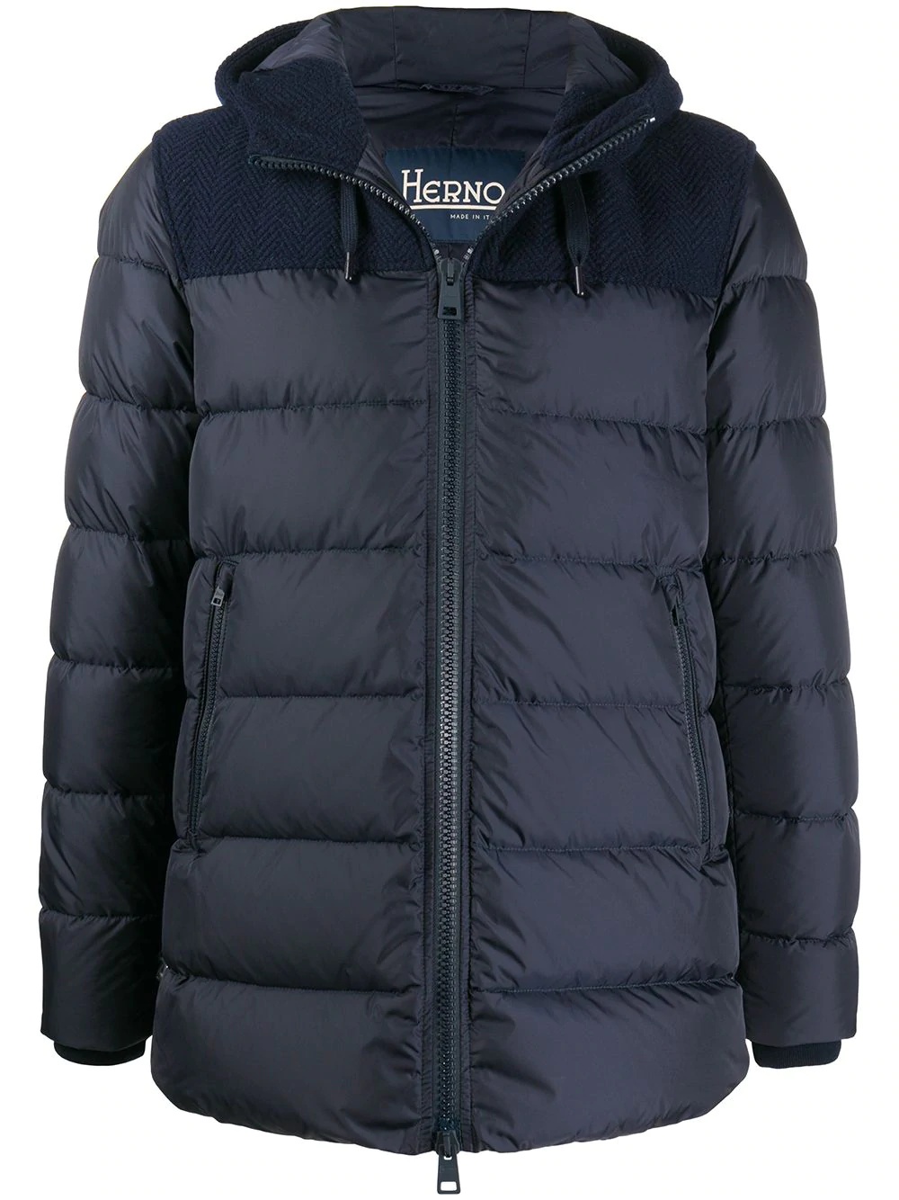 herringbone-panel puffer jacket - 1