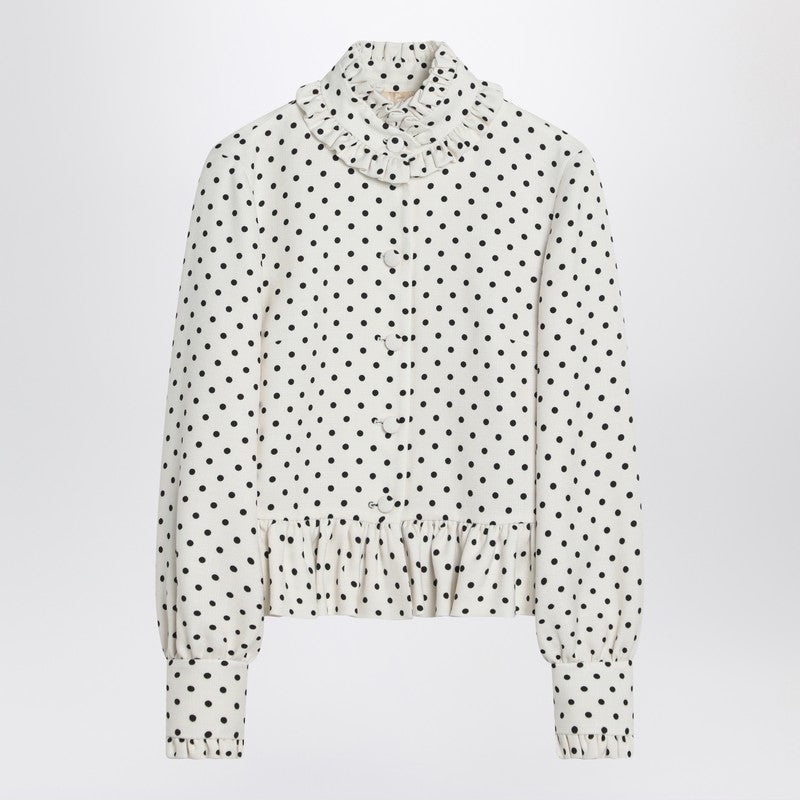 ジャケット Valentino White single-breasted jacket with black polka dots Valentino Valentino White Single-Breasted Jacket With Black