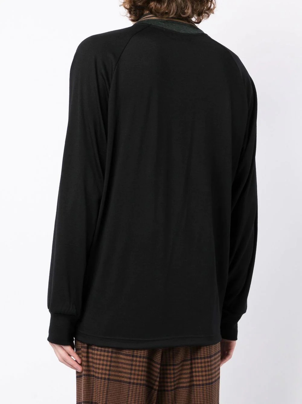 patchwork-detail long-sleeve T-shirt - 4