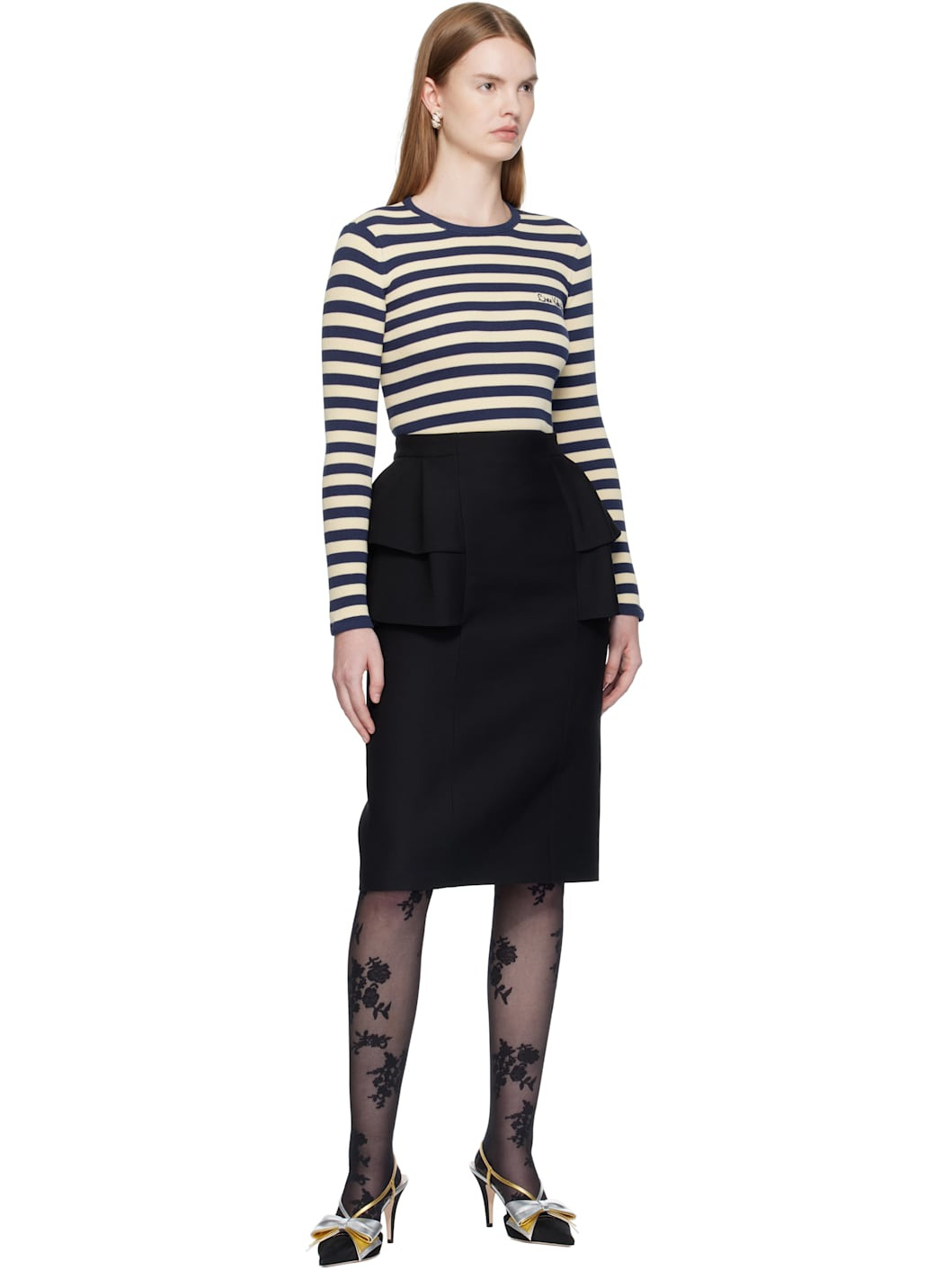 Navy & Beige Cotton T-shirt - 5