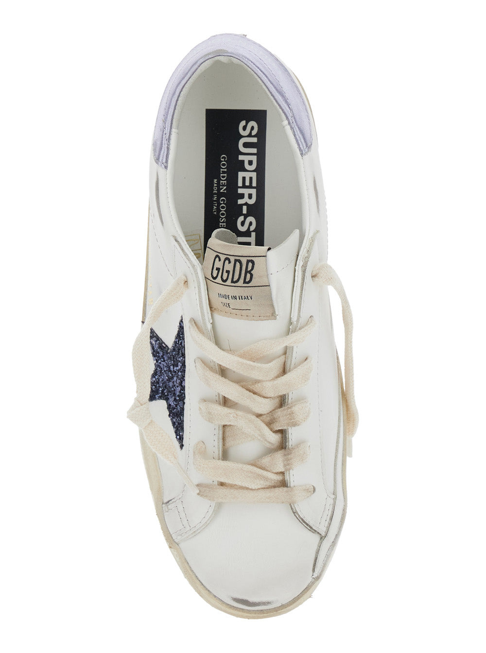 Golden Goose Women 'Superstar' White Low Top Sneakers With Glittered Star Patch And Laminated Heel W - 4