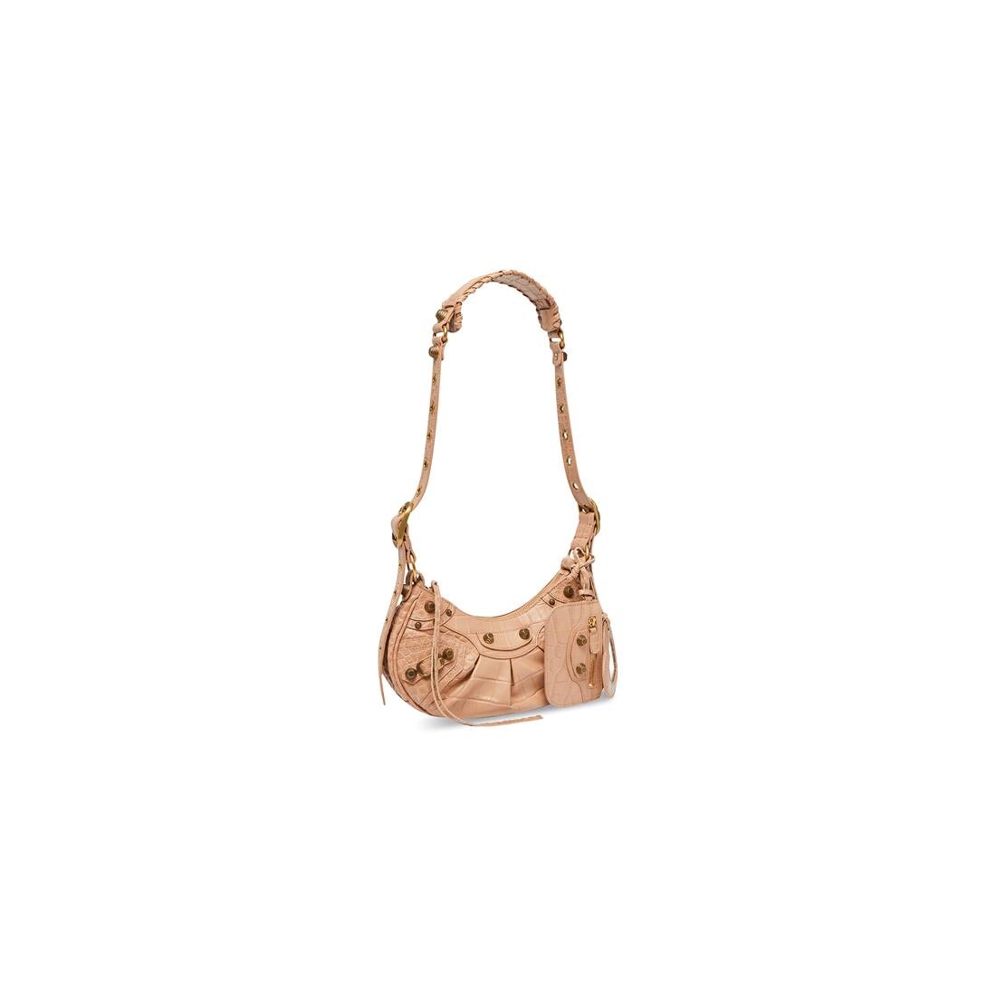 Women's Le Cagole Xs Shoulder Bag Crocodile Embossed in Beige - 2