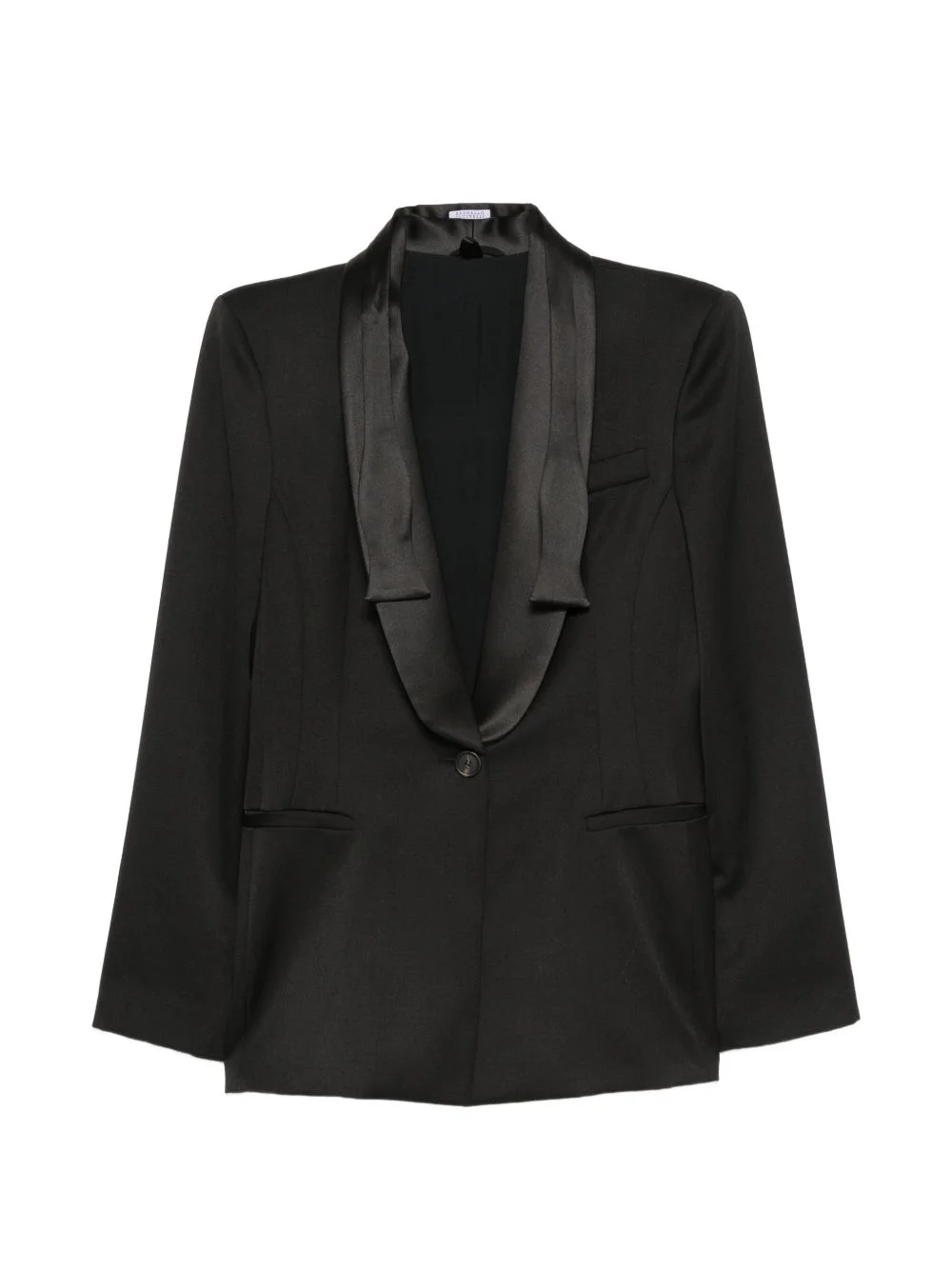 satin-trim shawl-lapel jacket - 1