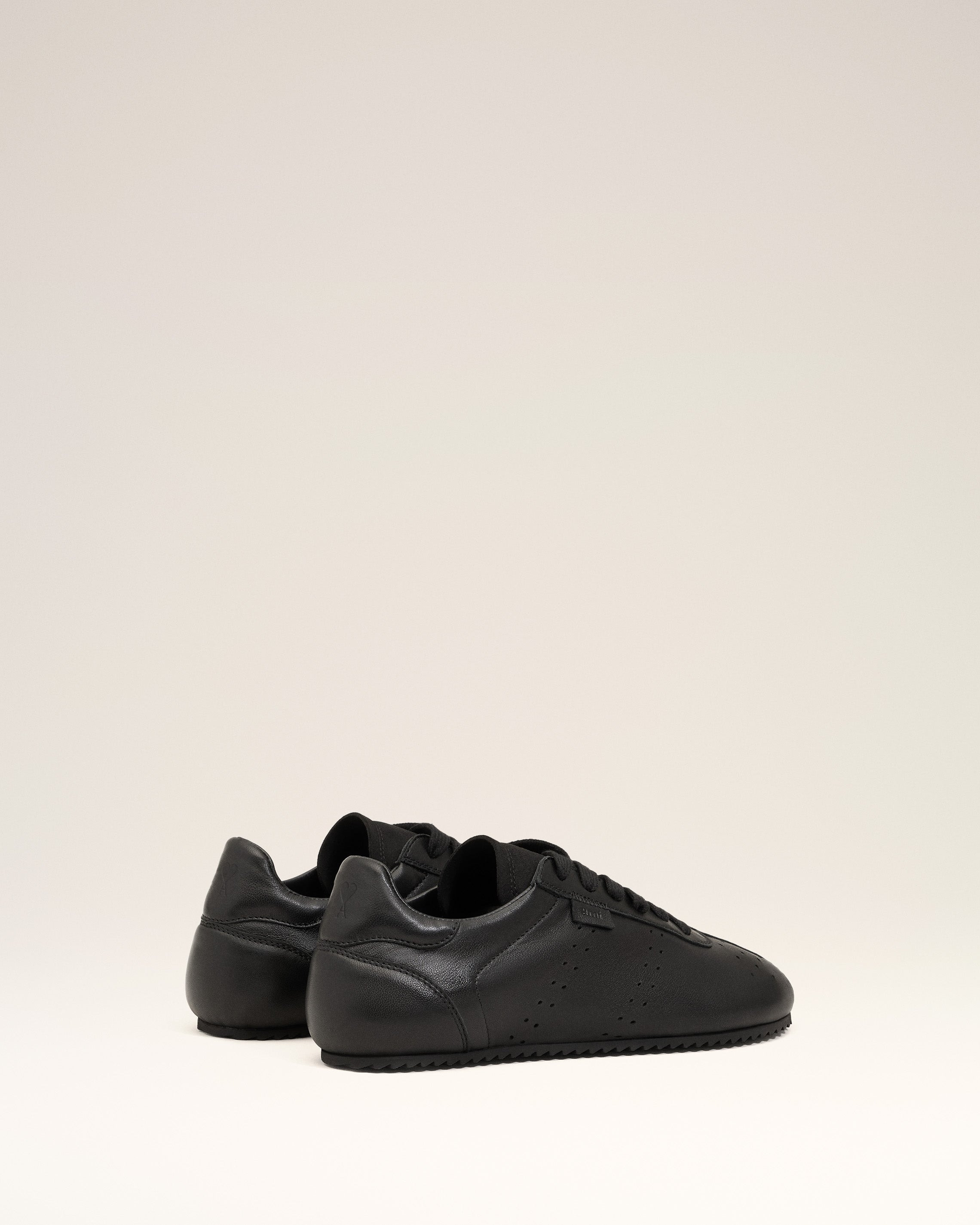 BLACK SMOOTH LEATHER LOW TOP STEP SNEAKERS - 4