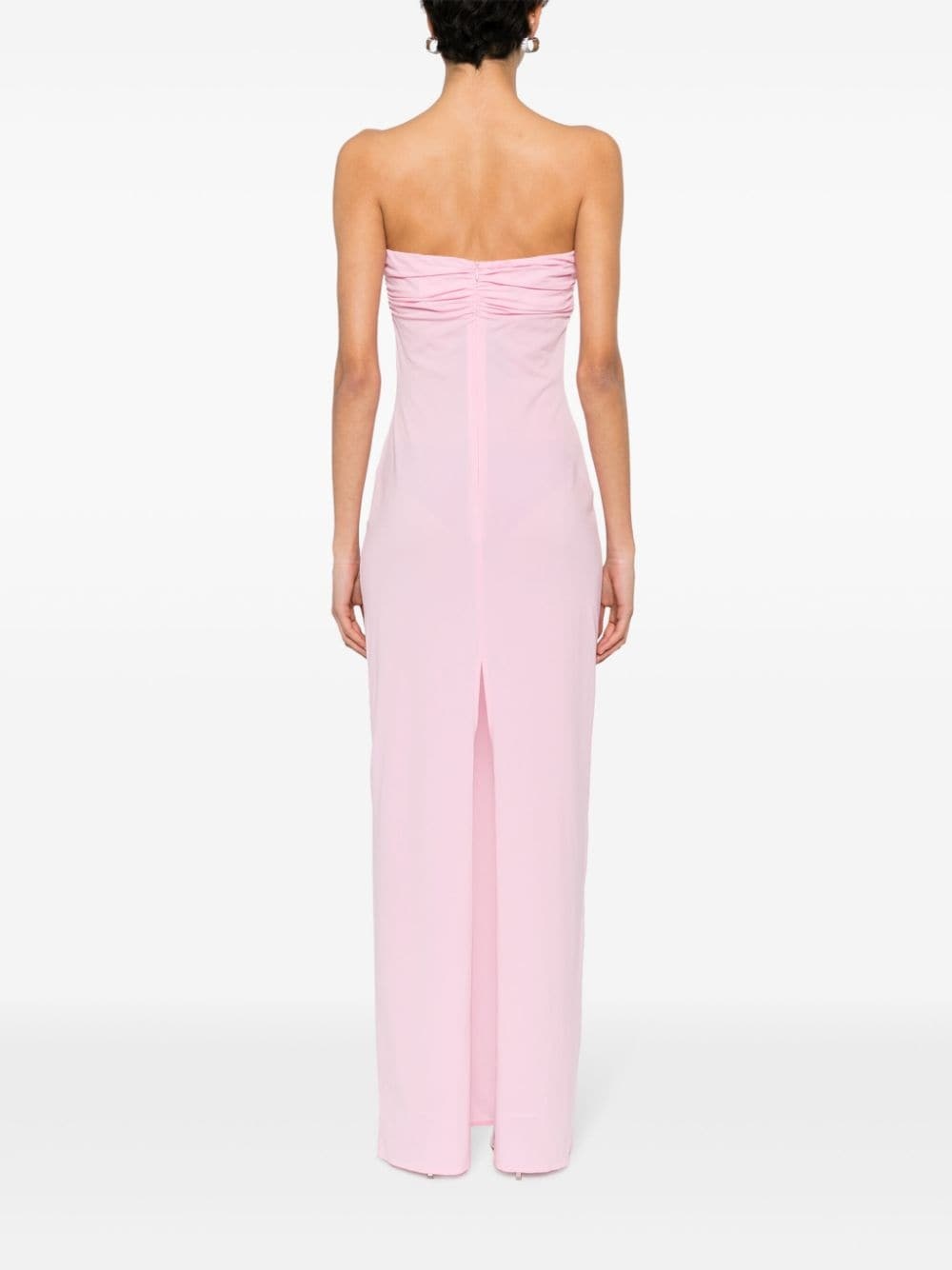 floral-appliquÃ© strapless dress - 4